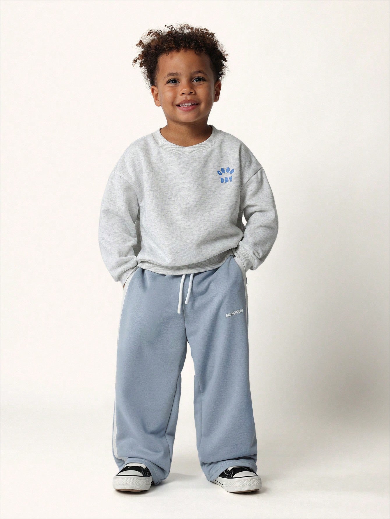 Young Boys Comfy Drop Crotch Sweatpants With Graphic Print & Drawstring