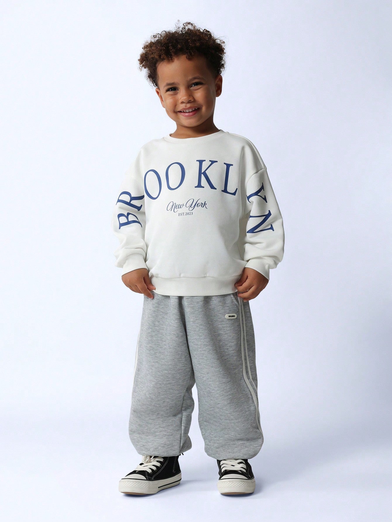 Young Boy Soft Crew Neck Sweatshirt With Brooklyn Graphic Print