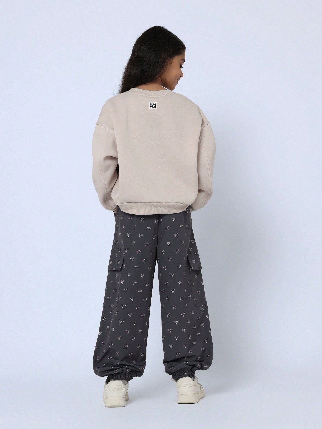 Tween Girls Comfy 90'S Bow Printed Nylon Jogger