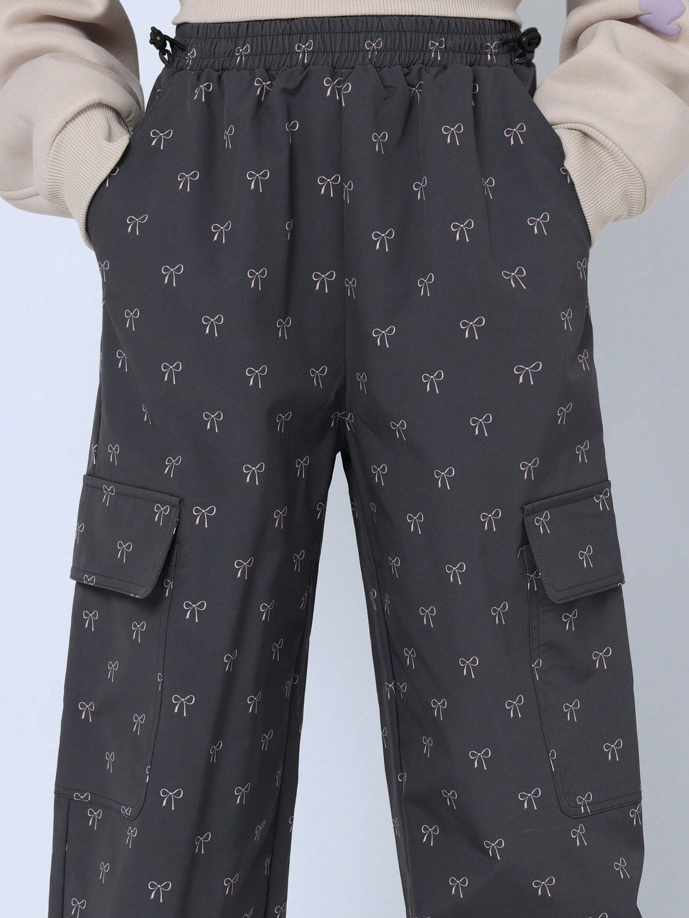 Tween Girls Comfy 90'S Bow Printed Nylon Jogger