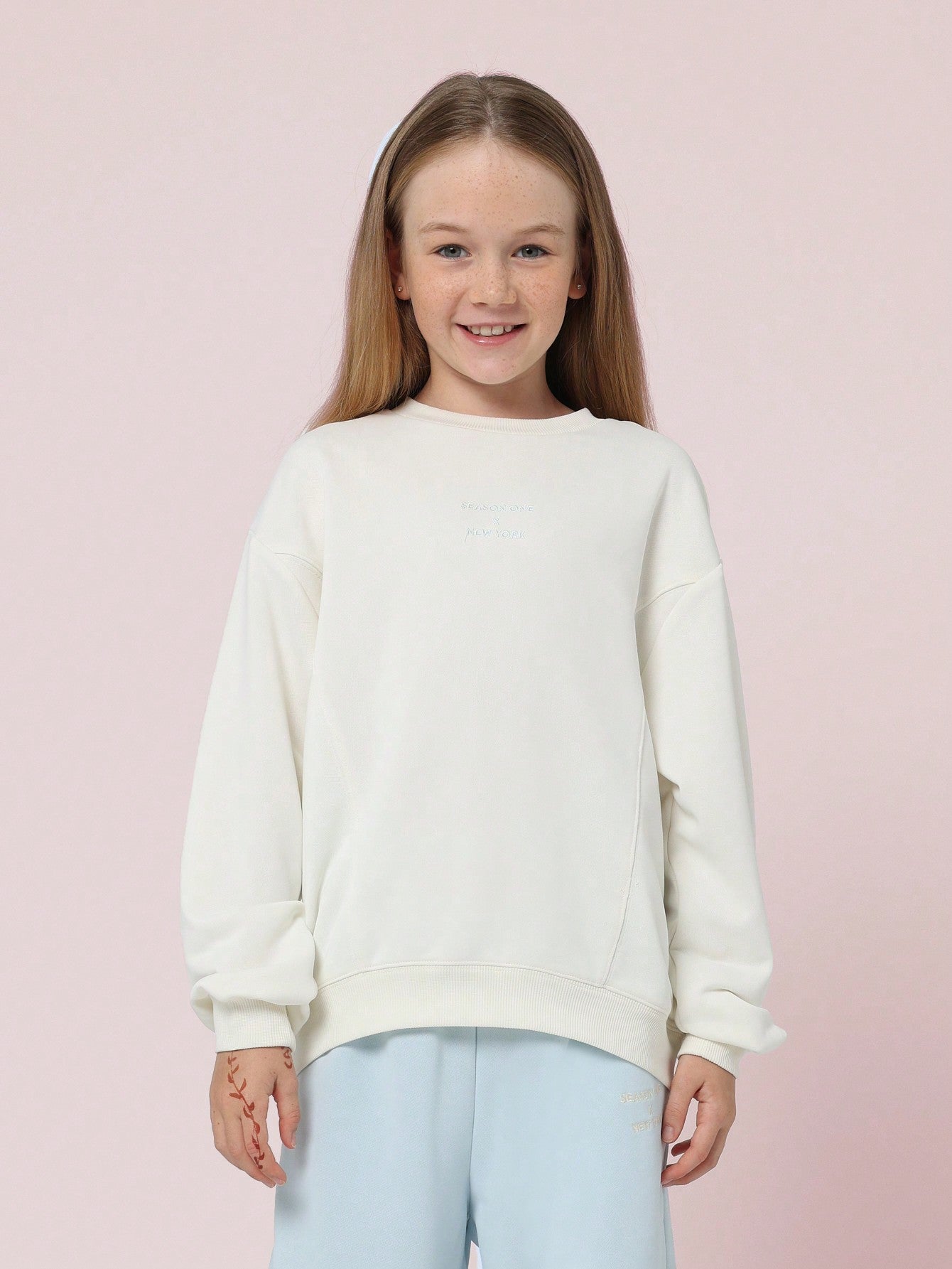 Tween Girls Comfy Oversized Sweatshirt And Contrast Colour Sweatpants 2 Piece Set