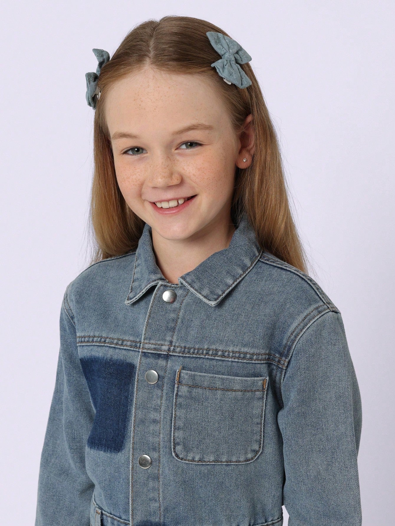 Tween Girls Relaxed Washed Denim Shirt Utility Dress