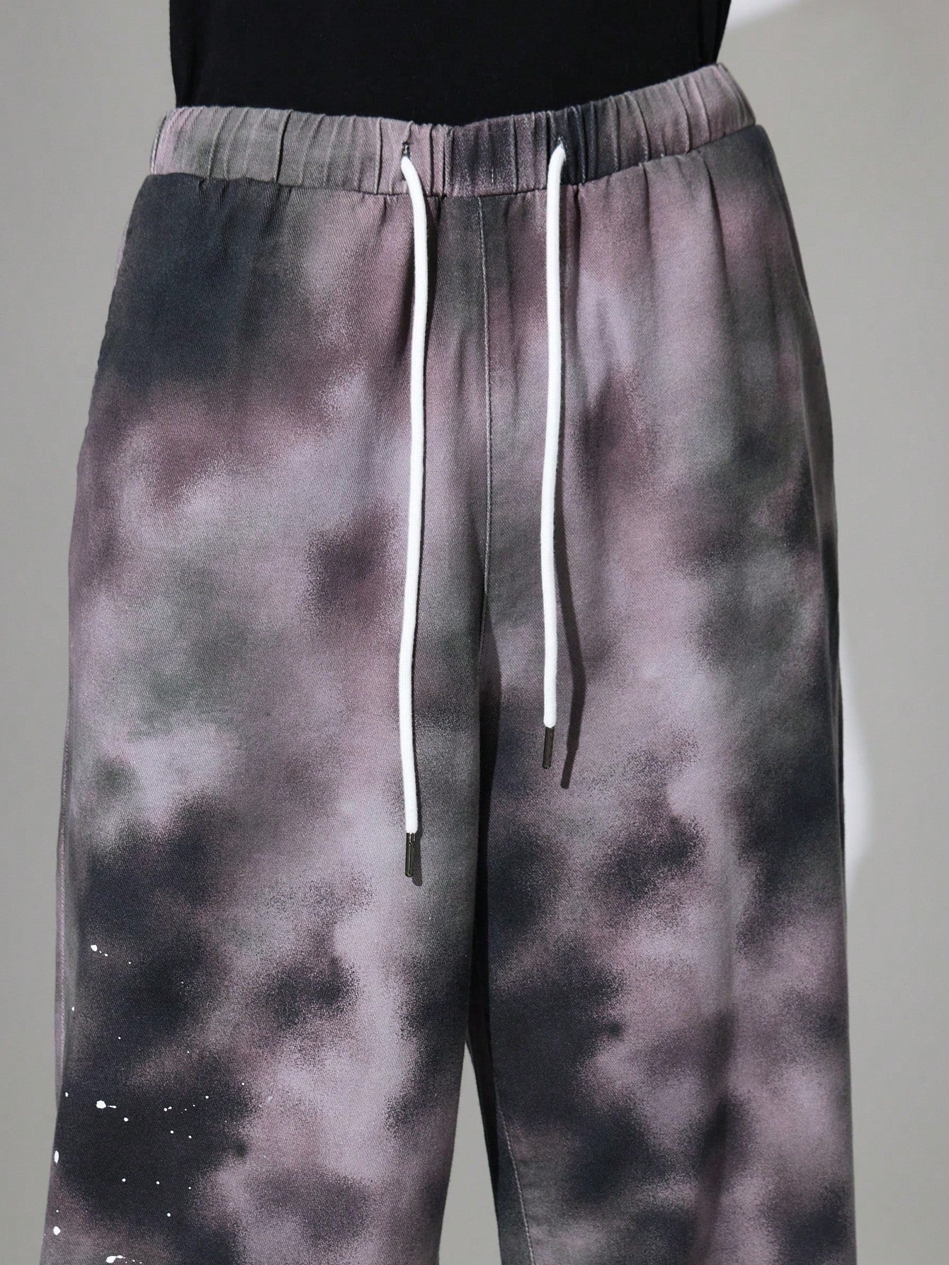 Loose Fit Tie Dye Pant With Splatter Paint & Drawstrings