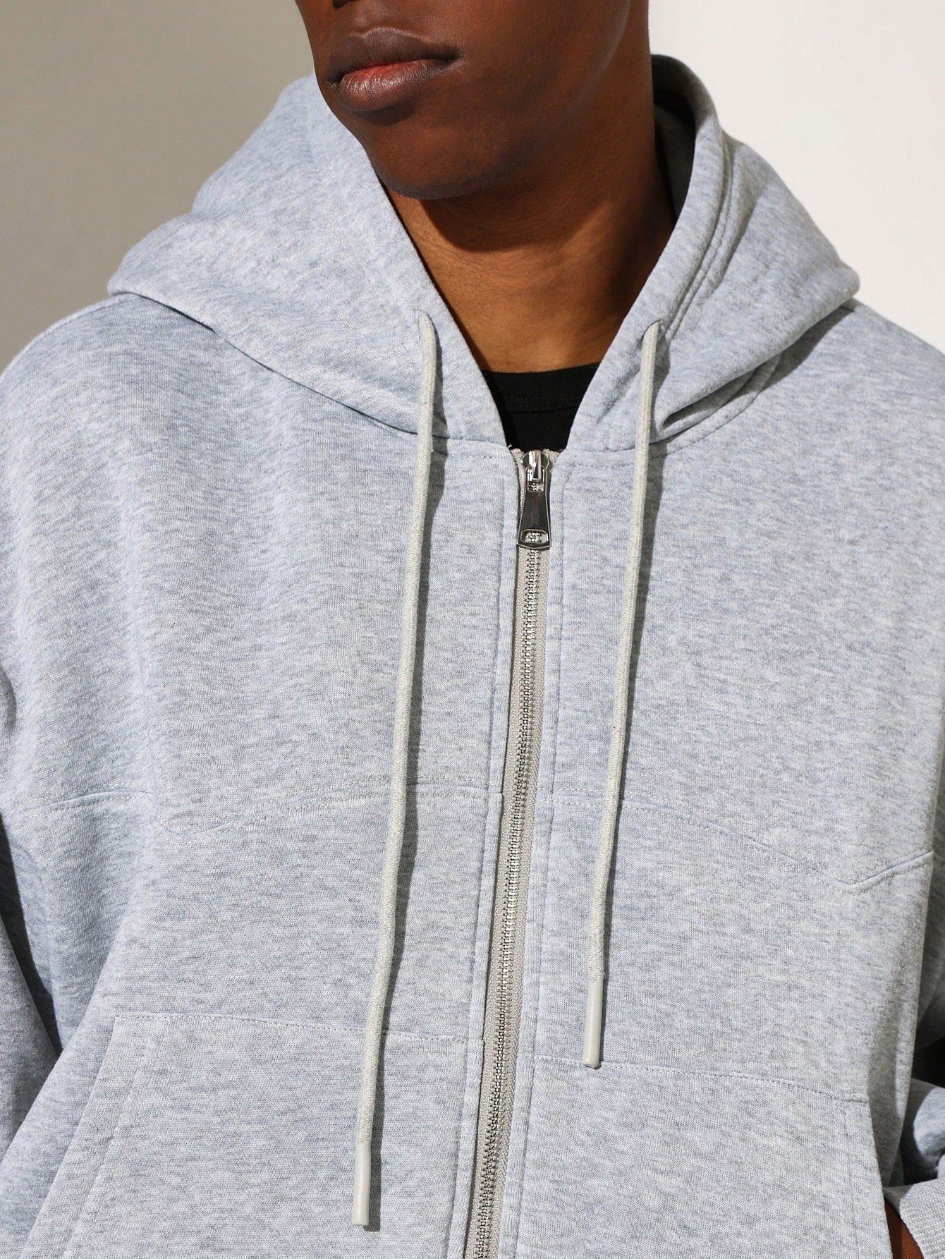 Crop Fit Zip-Up Hoodie With Western Seam