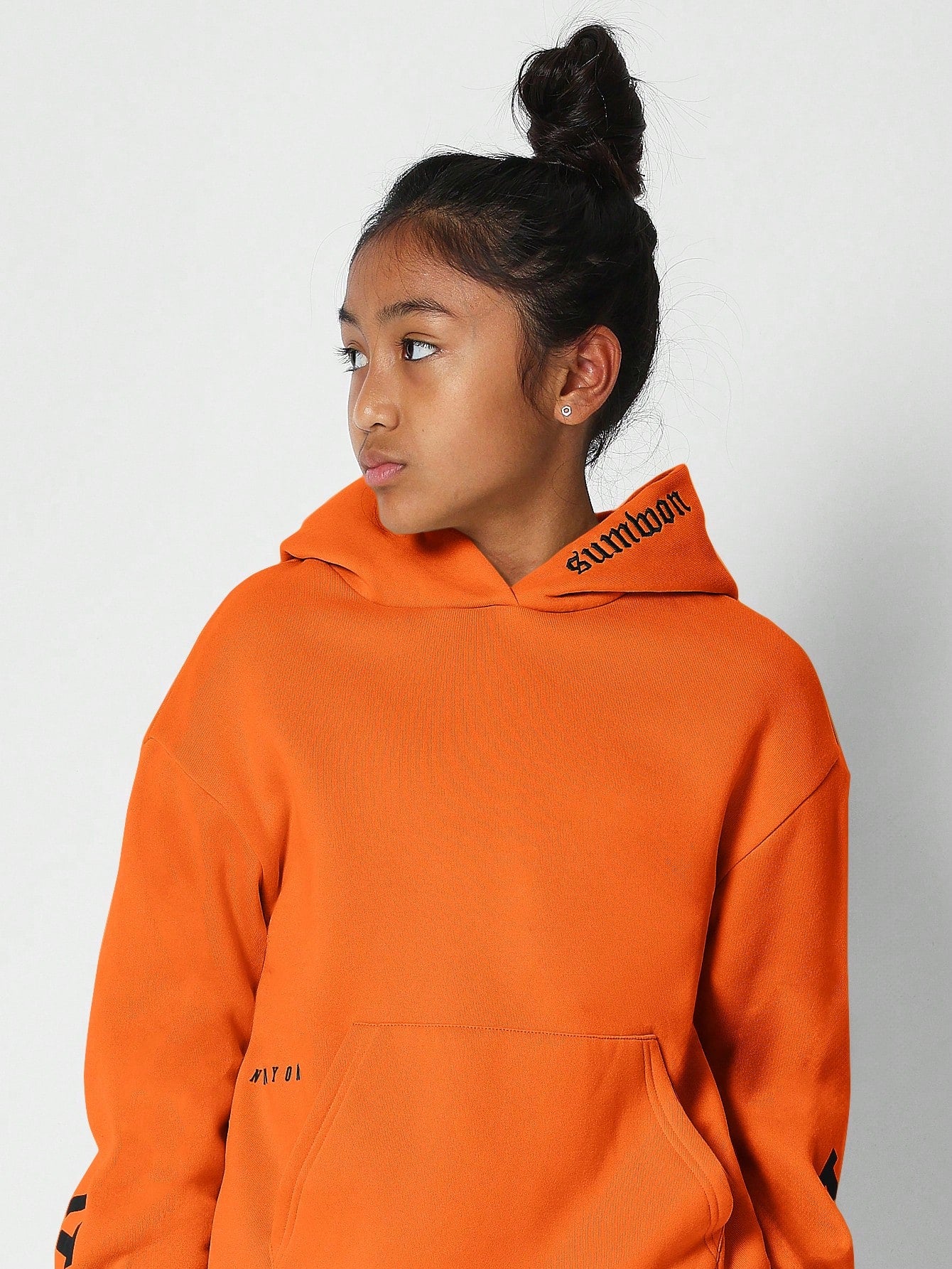 Tween Girls Overhead Hoodie With Immense New York Graphic Print