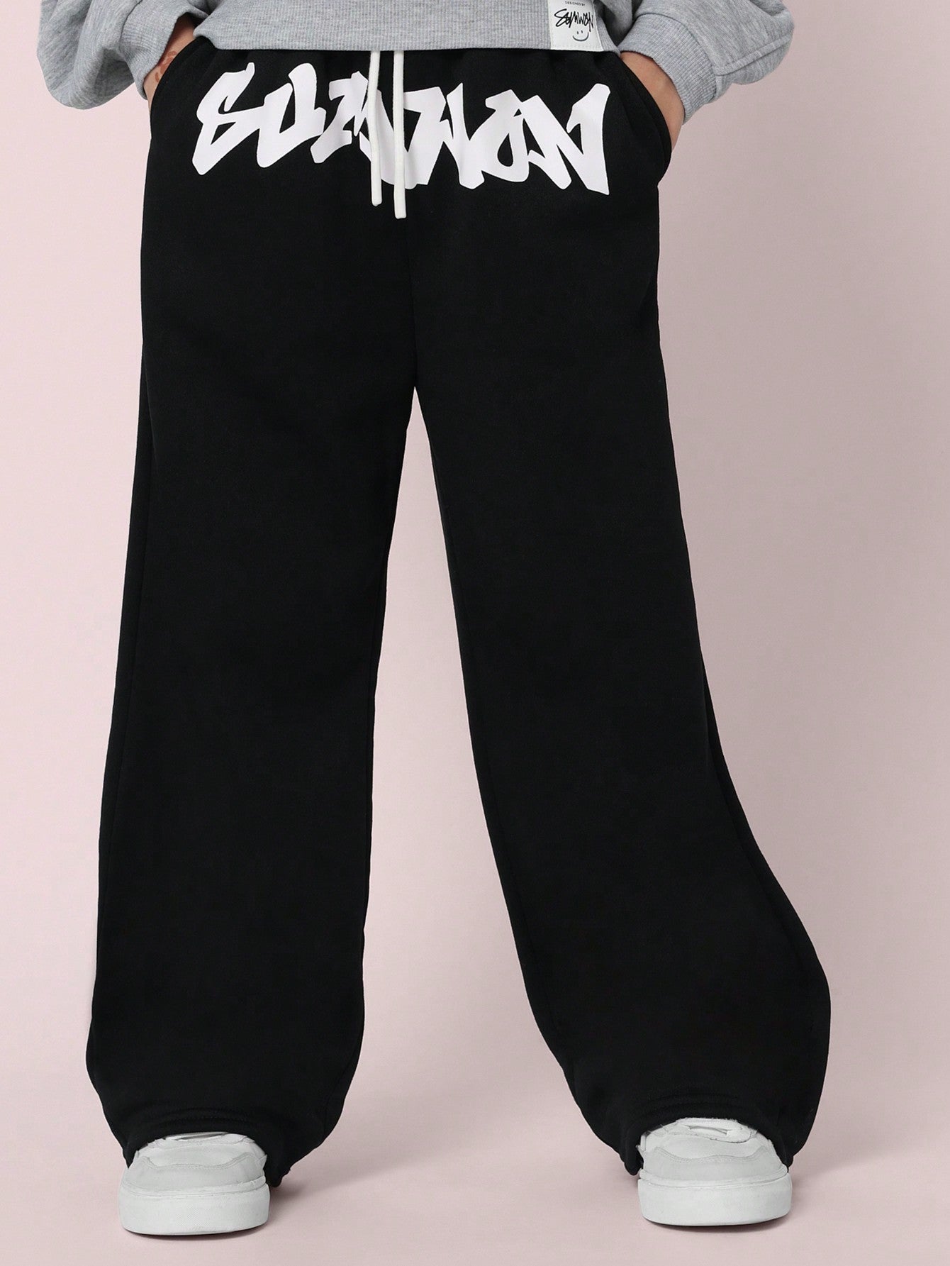 Tween Girl Wide Leg Sweatpants With Drawcords Waist