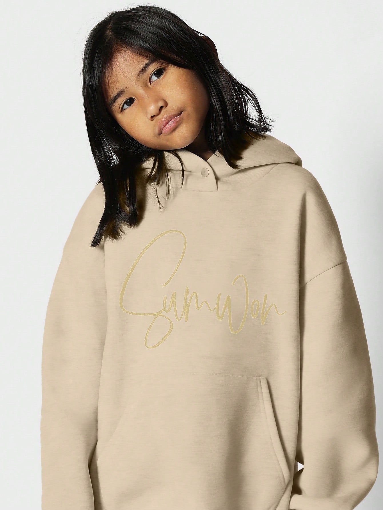 Tween Girls Overhead Hoodie With Embroidery