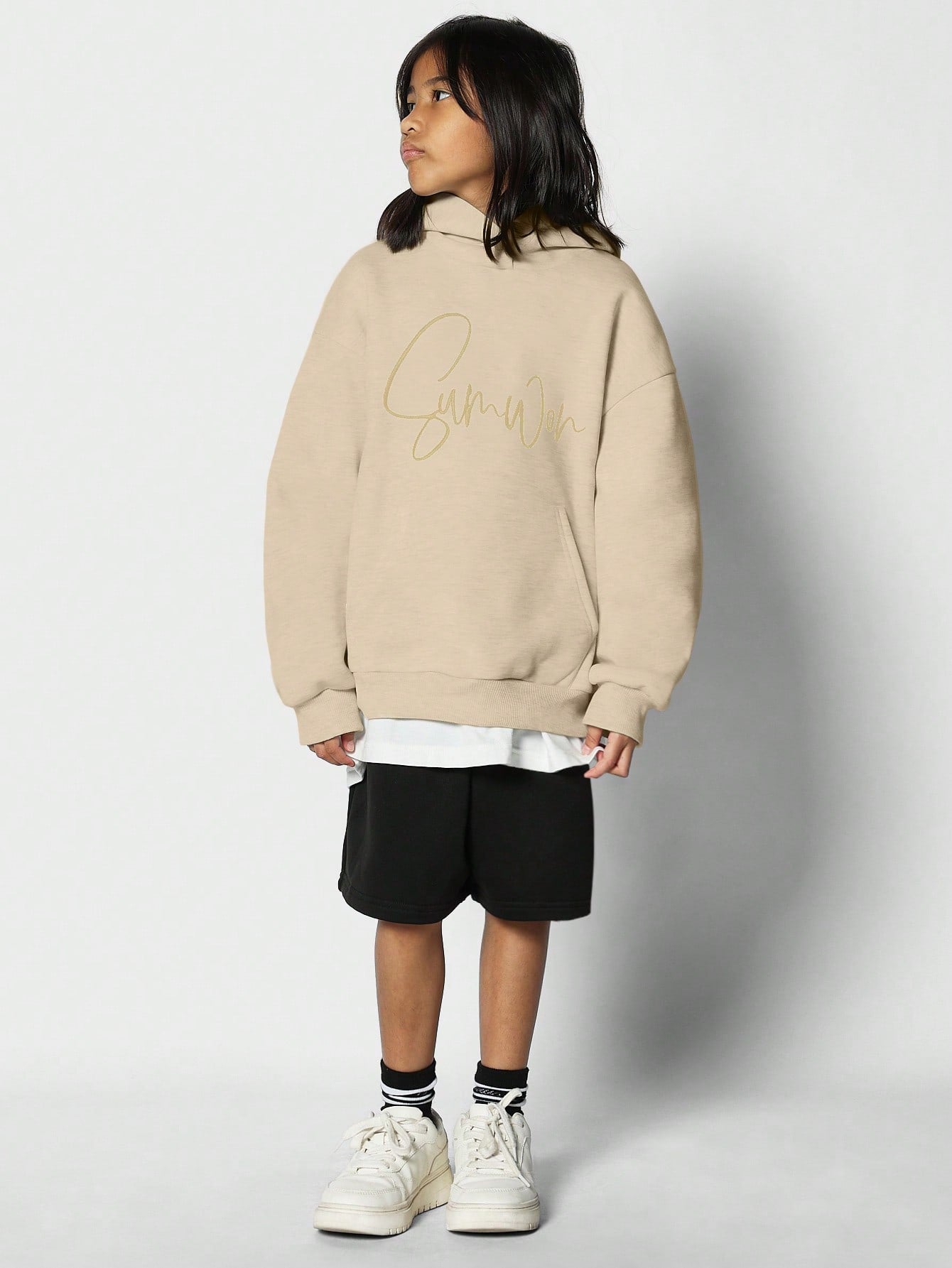 Tween Girls Overhead Hoodie With Embroidery