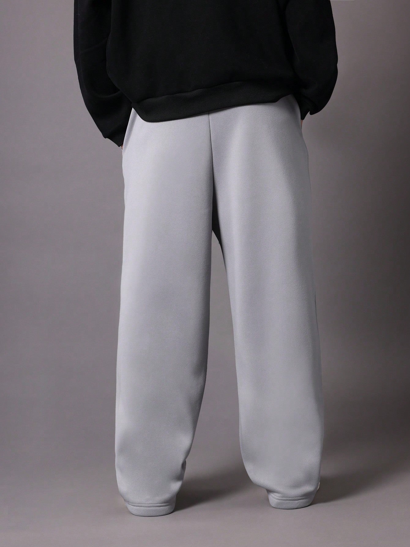 Straight Fit Drop Crotch Sweatpants With Embroidered Applique Pattern