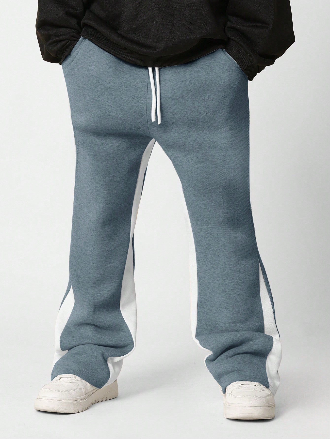 Tween Boys Comfy Grey Marl Flare Fit Panelled Essential Sweatpants