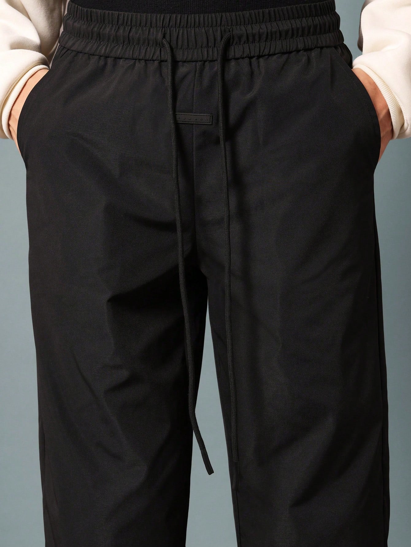 Flare Fit Split Hem Nylon Pants With Drawstrings