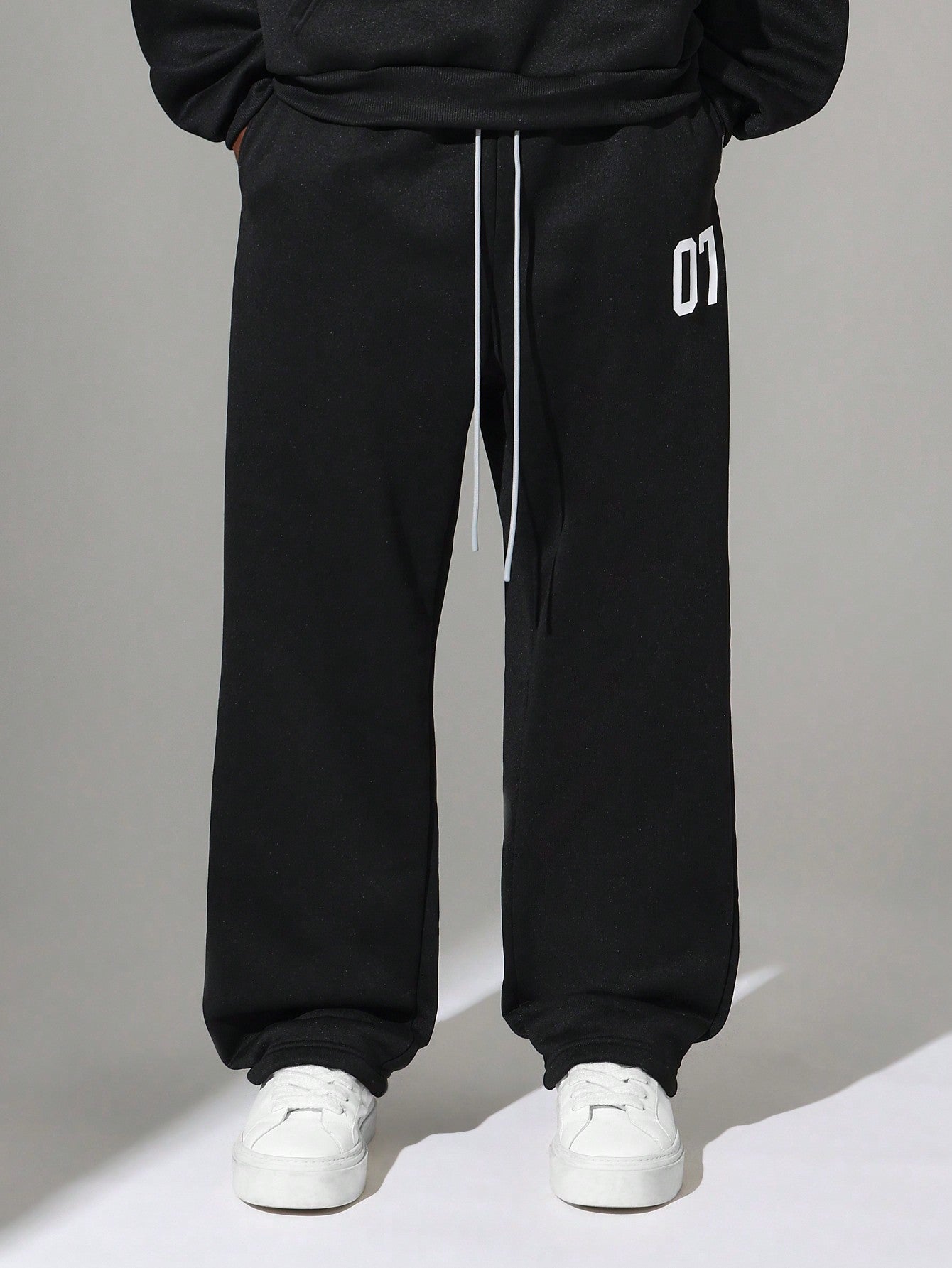 Regular Fit Overhead Hoodie And Drop Crotch Sweatpants With Small Graphic Print 2 Piece Set