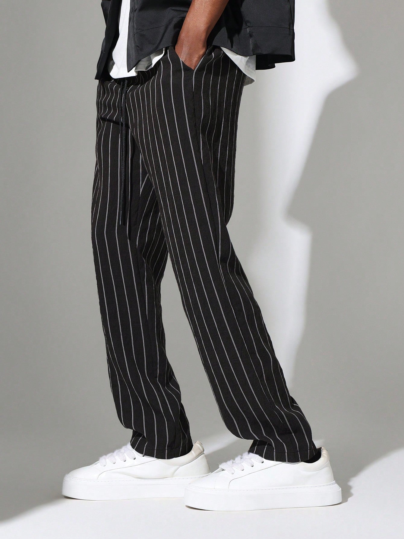 Slim Fit Stripe Pant With Drawstrings