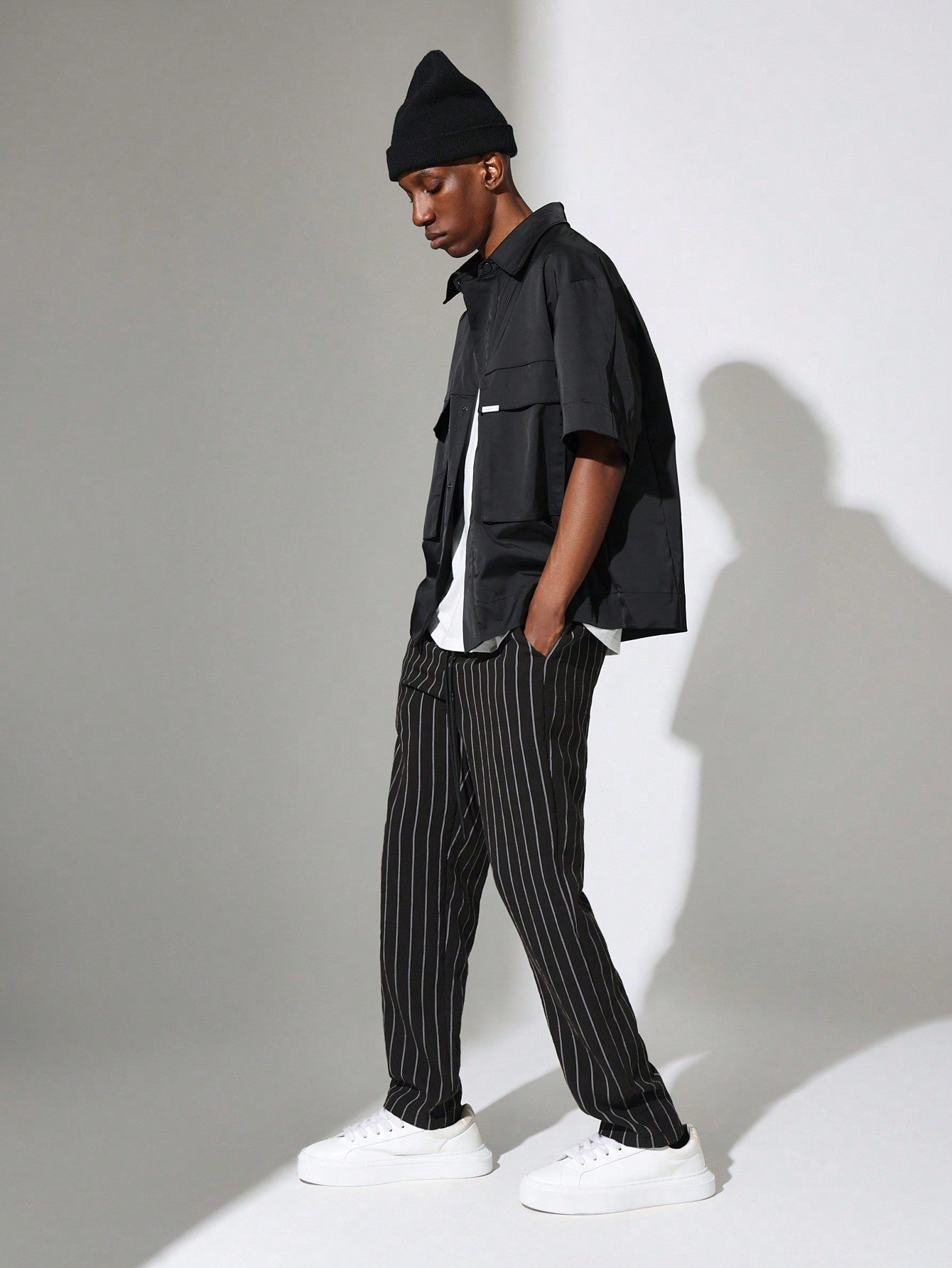 Slim Fit Stripe Pant With Drawstrings