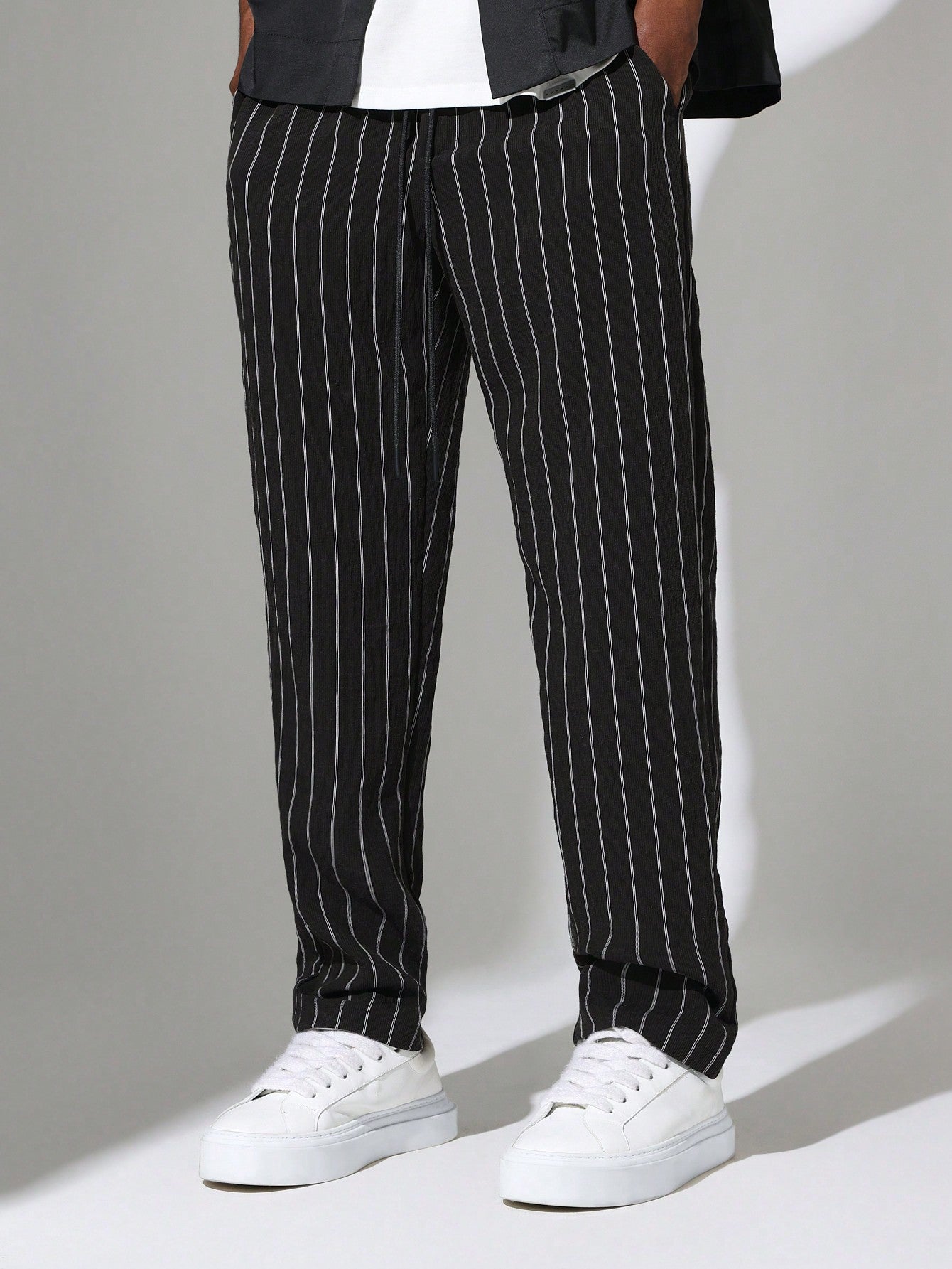 Slim Fit Stripe Pant With Drawstrings