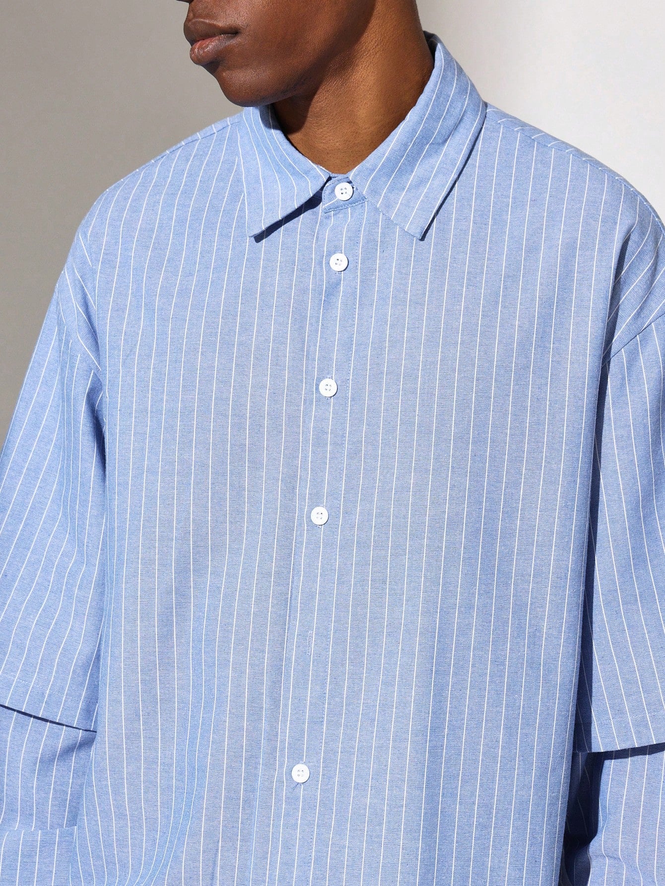 Boxy Fit Layer Long Sleeve Stripe Shirt