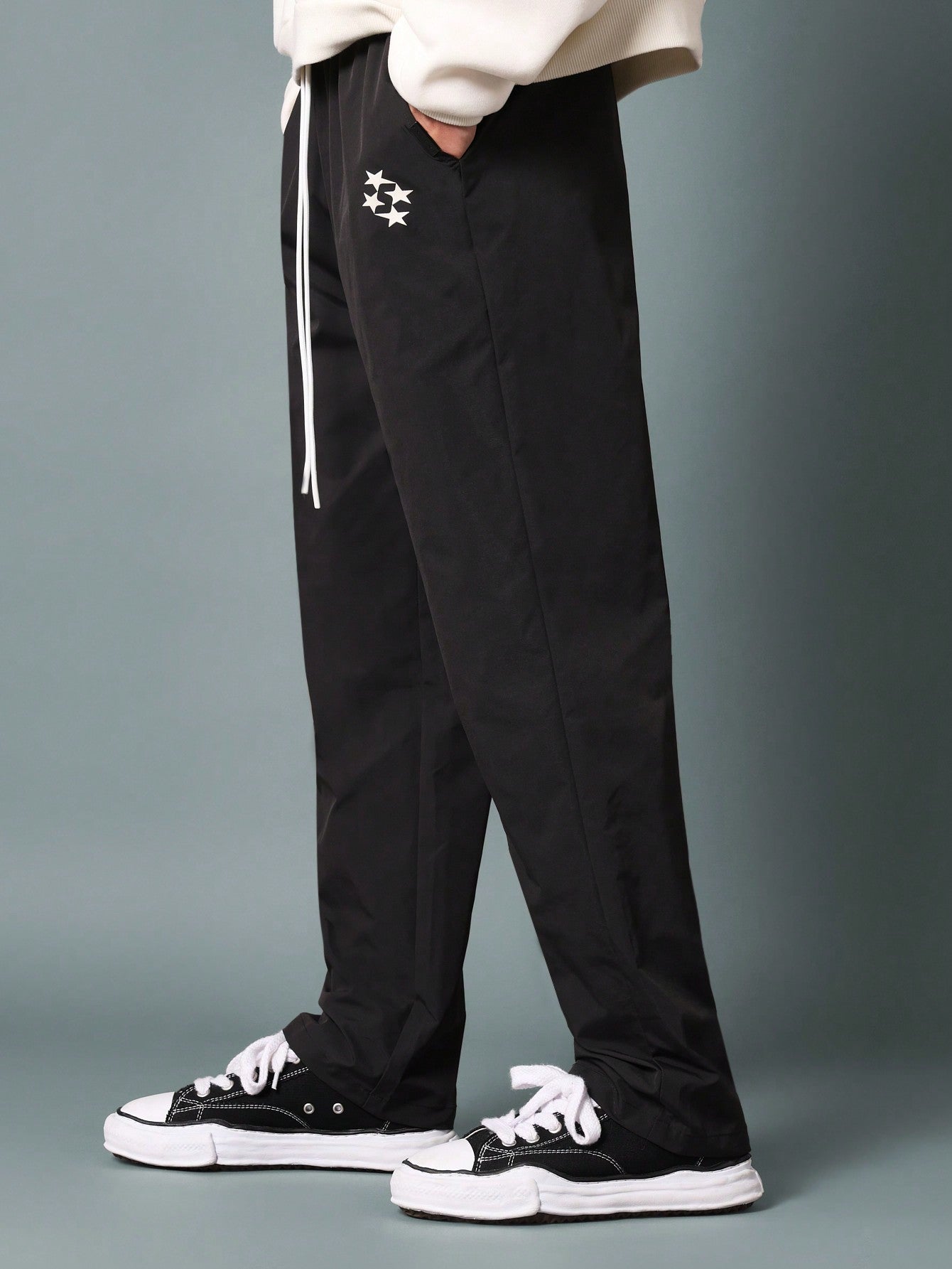 Straight Fit Nylon Pant With Graphic Print