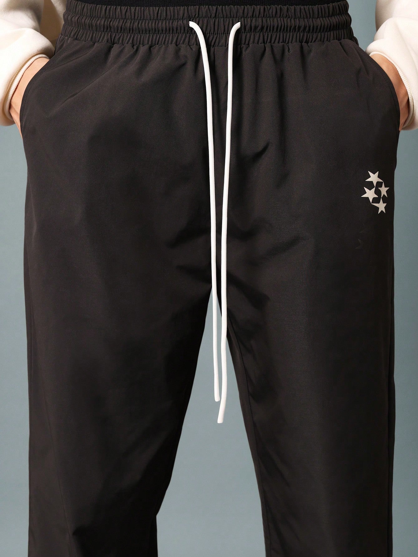 Straight Fit Nylon Pant With Graphic Print