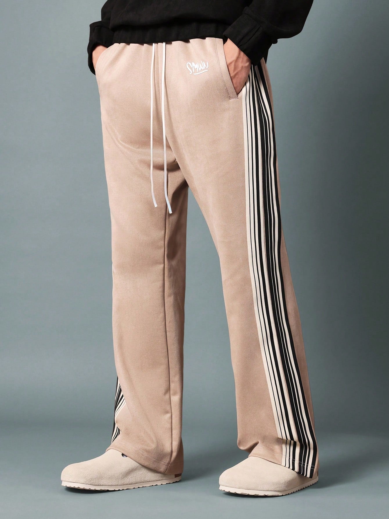 Flare Fit Sweatpant With Side Tape And Graphic Print