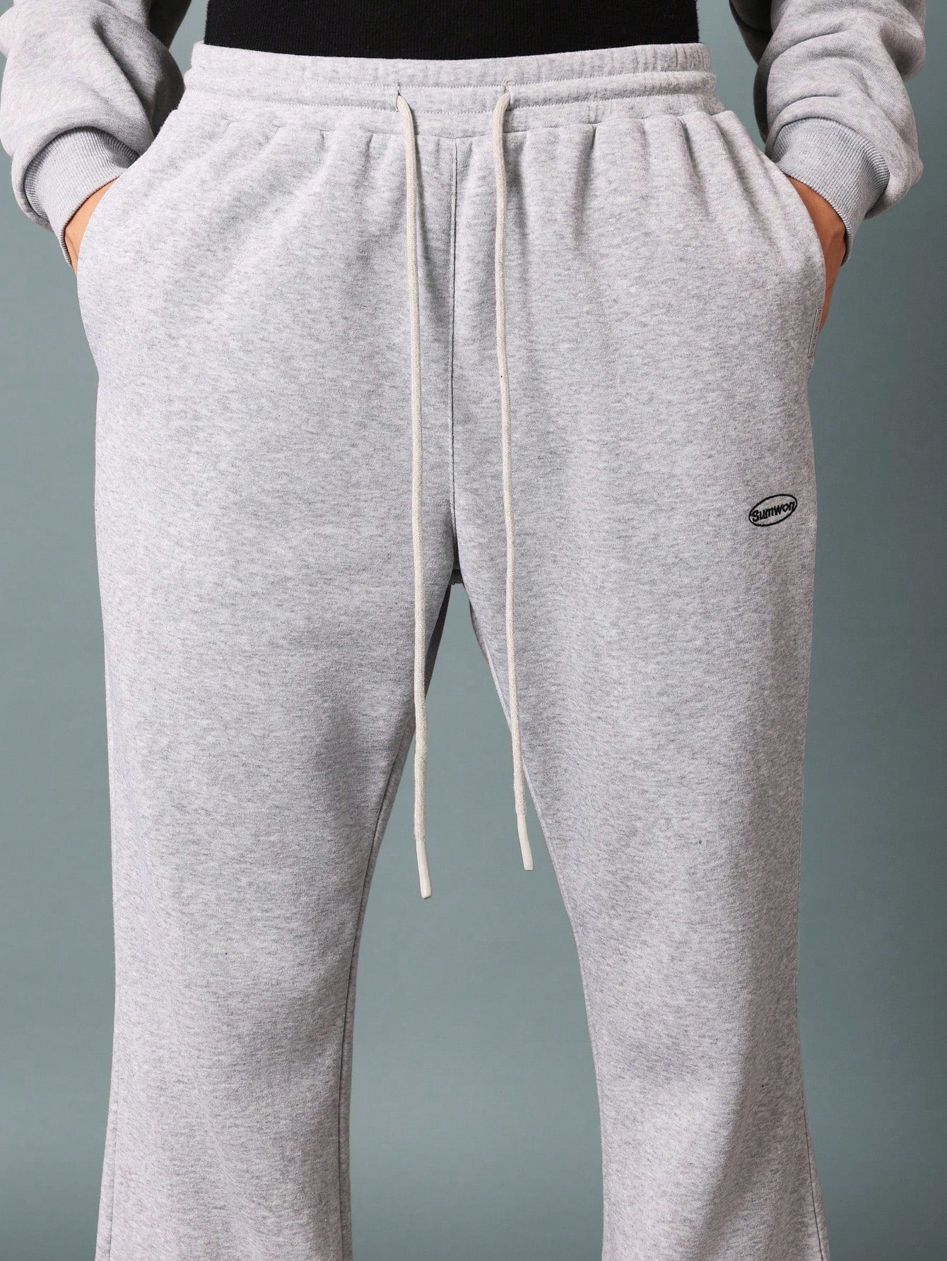 Flare Fit Sweatpants With Split Hem And Logo Embroidery