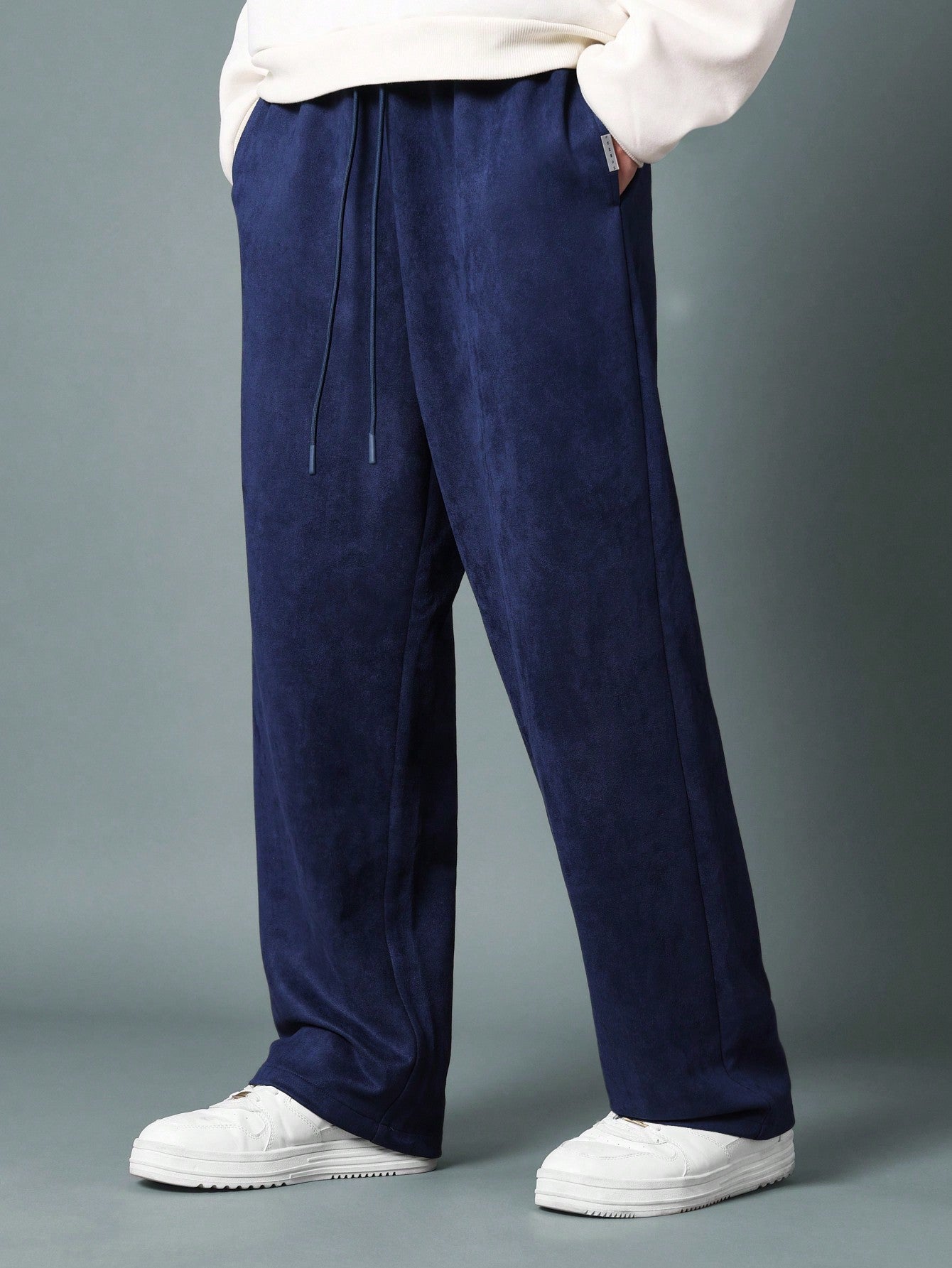 Straight Fit Suedette Drop Crotch Essential Sweatpants