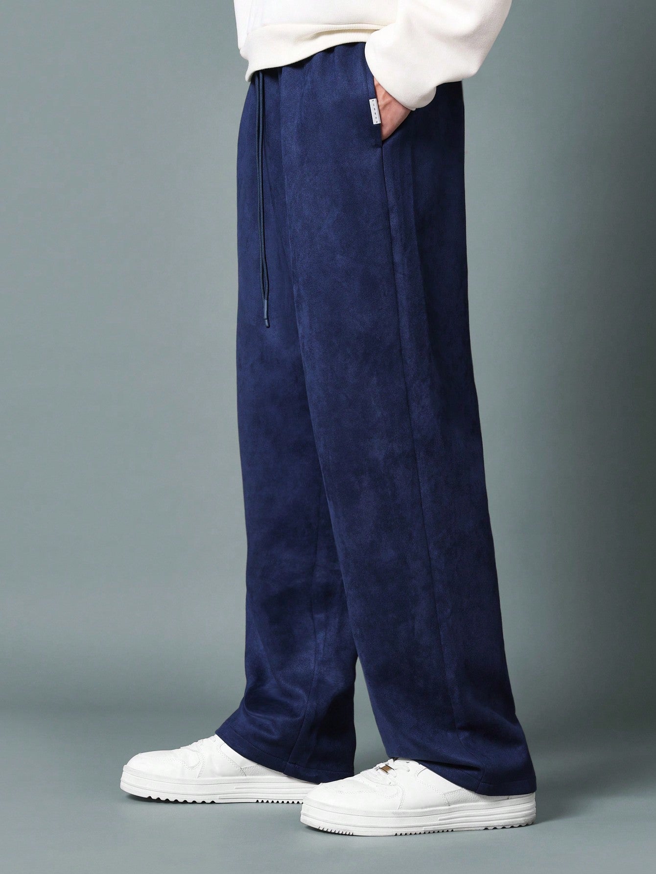 Straight Fit Suedette Drop Crotch Essential Sweatpants