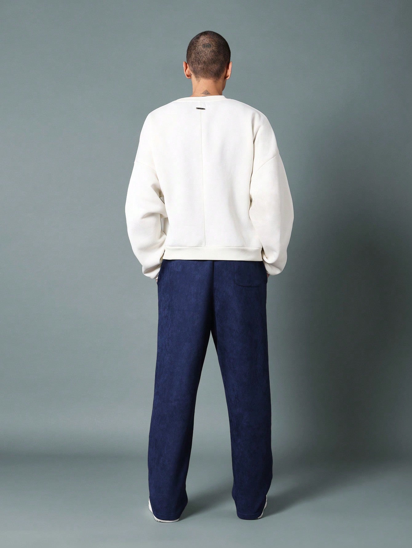 Straight Fit Suedette Drop Crotch Essential Sweatpants