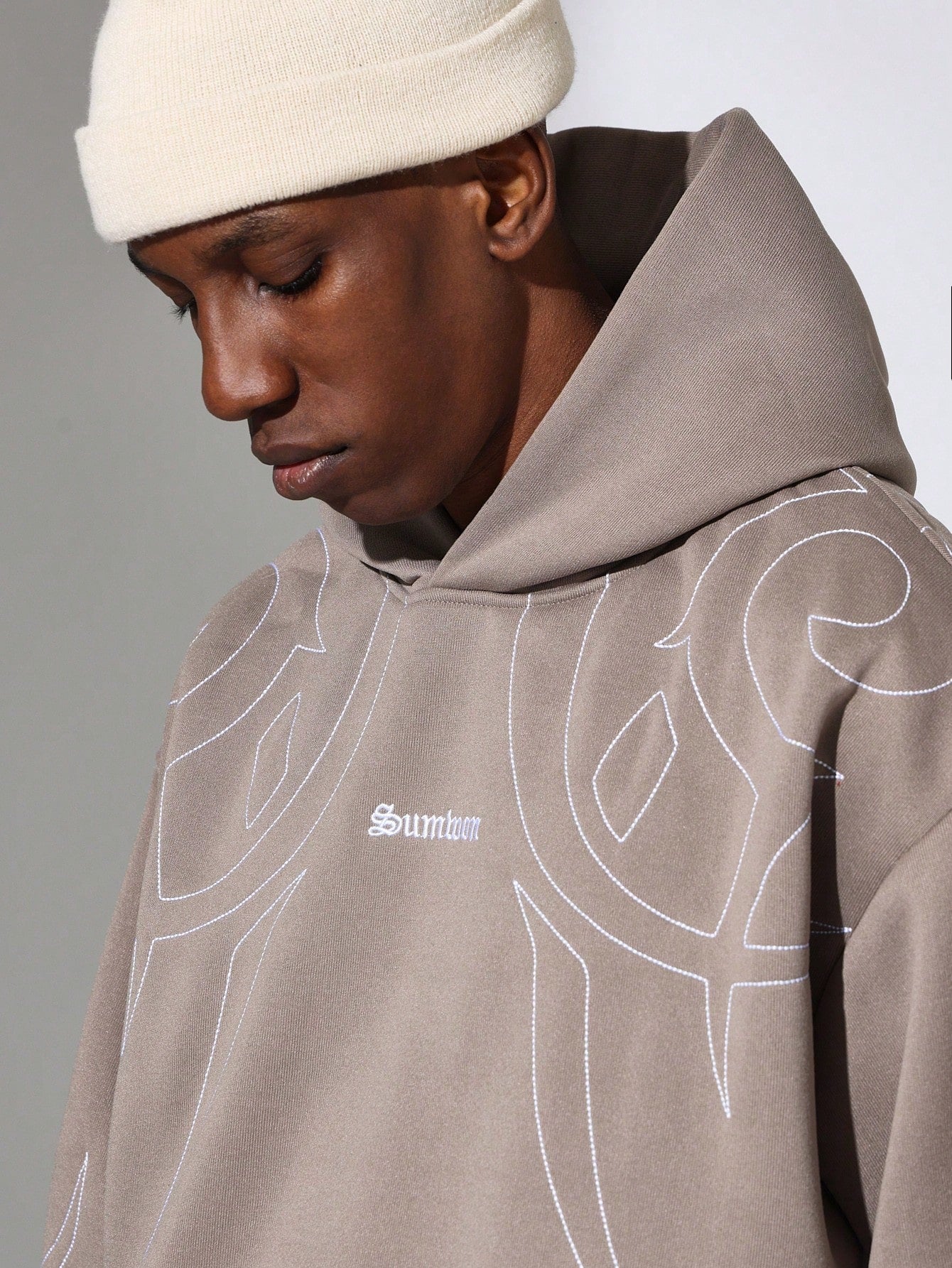 Regular Fit Overhead Hoodie With Chest & Sleeve Embroidery