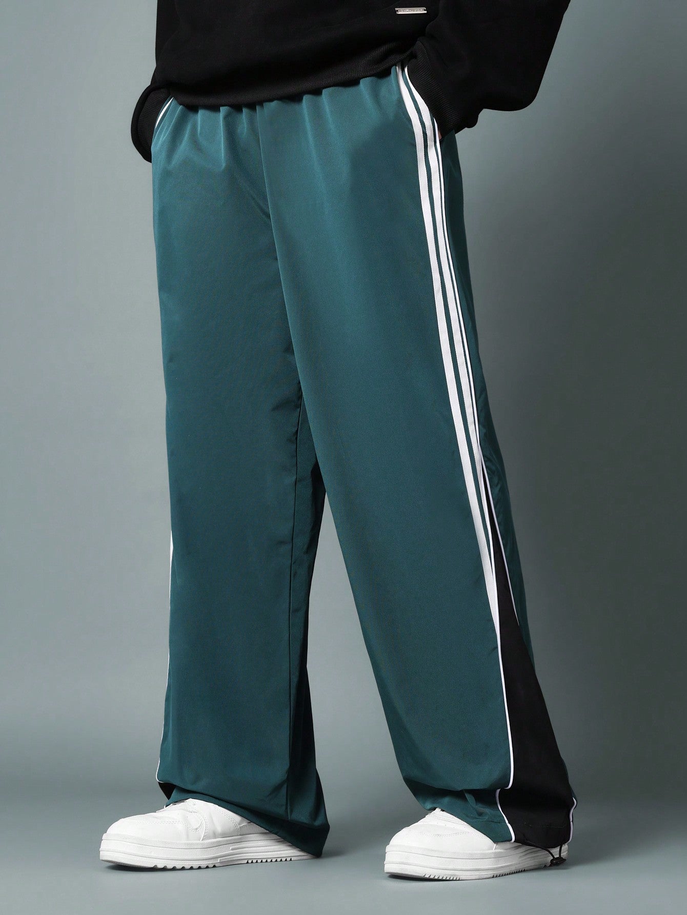 Straight Fit Parachute Pant With Stripe Tape & Colour Blocking