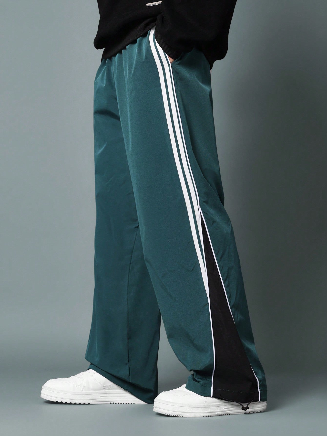 Straight Fit Parachute Pant With Stripe Tape & Colour Blocking