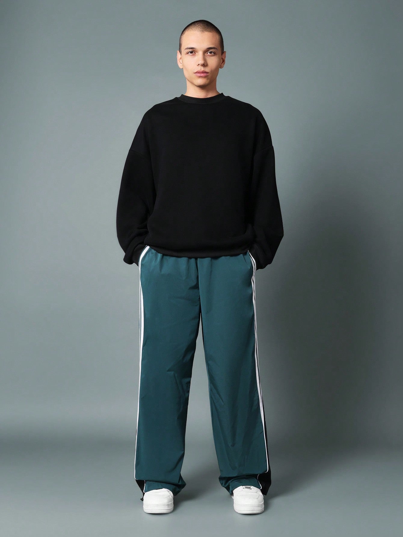 Straight Fit Parachute Pant With Stripe Tape & Colour Blocking