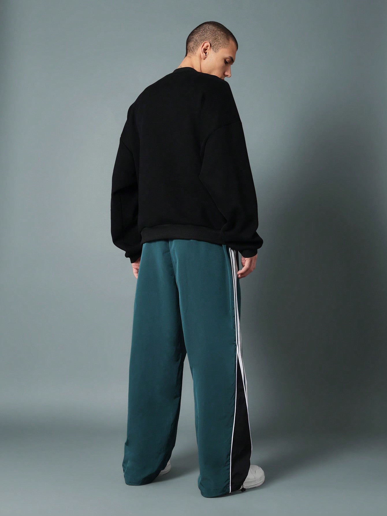 Straight Fit Parachute Pant With Stripe Tape & Colour Blocking