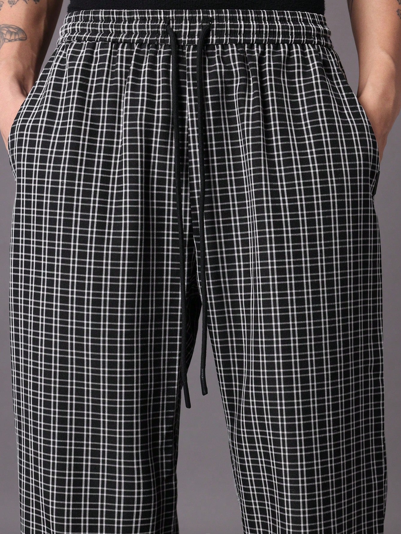 Skater Fit Pull On Check Pants