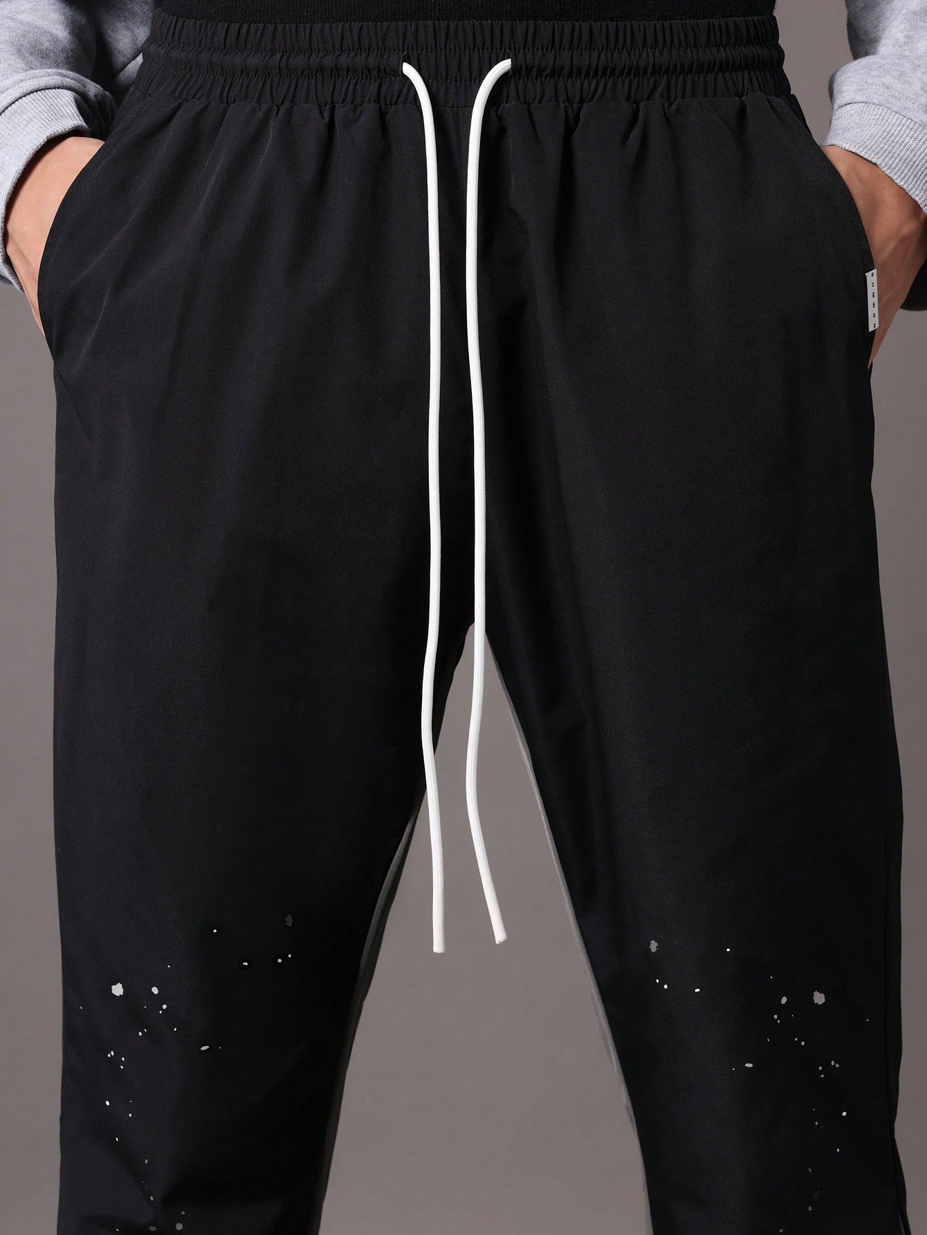 Flare Fit Colour Block Panel Nylon Pants With Paint Splatter