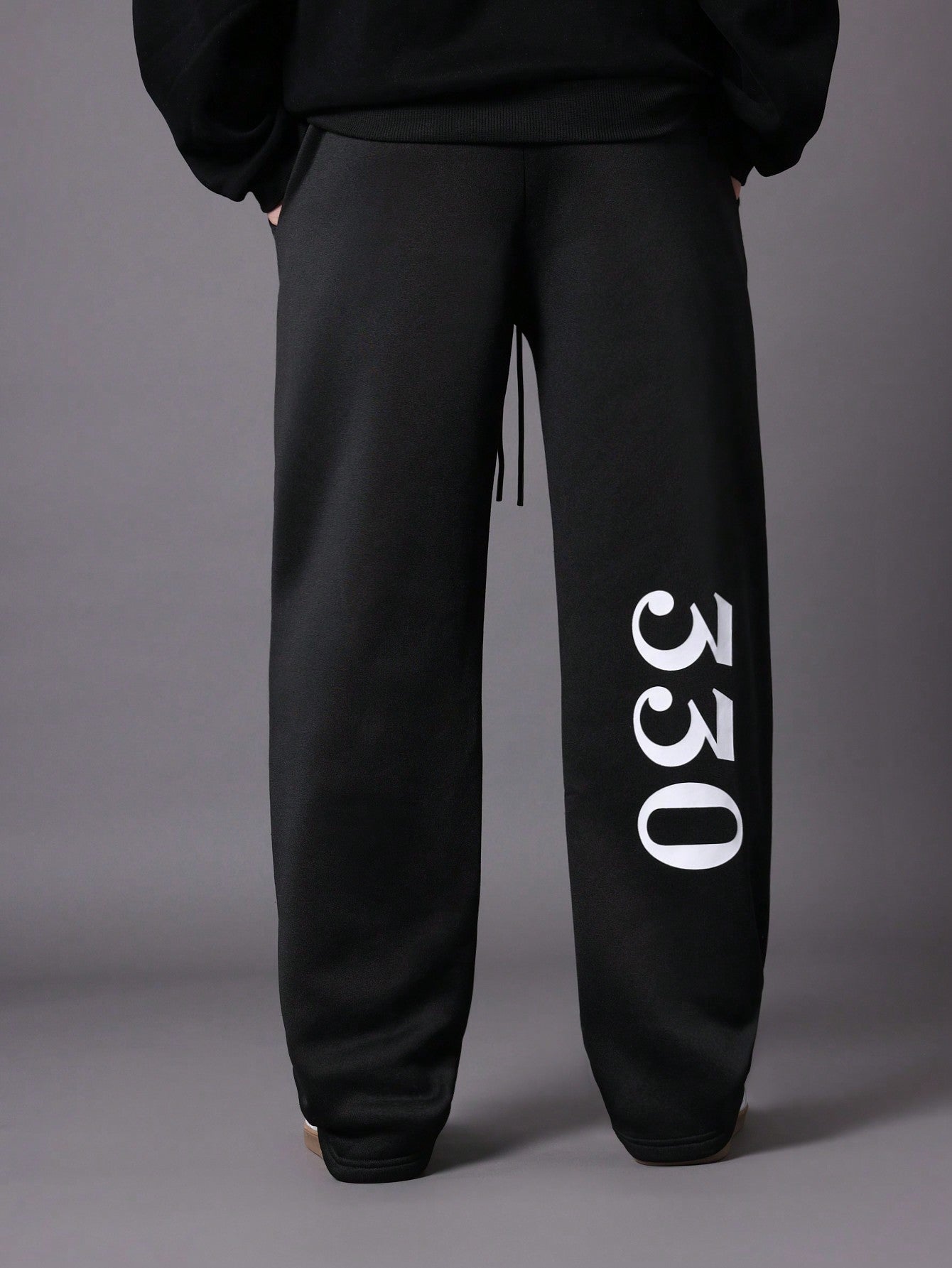 Skater Fit Sweatpants With Graphic Print & Drawstrings