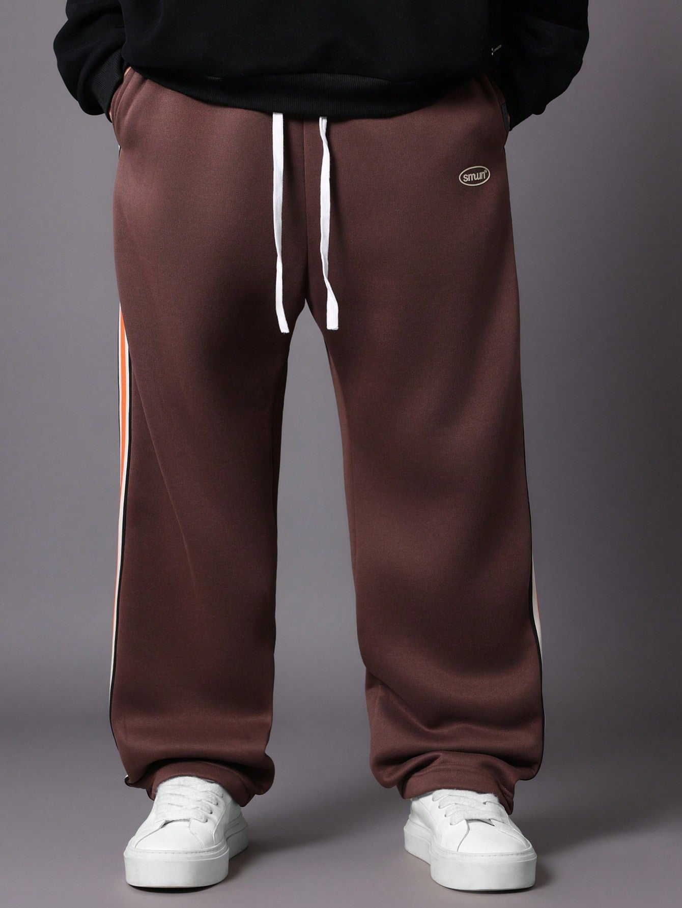 Drop Crotch Sweatpants With Side Tape & Small Graphic Print