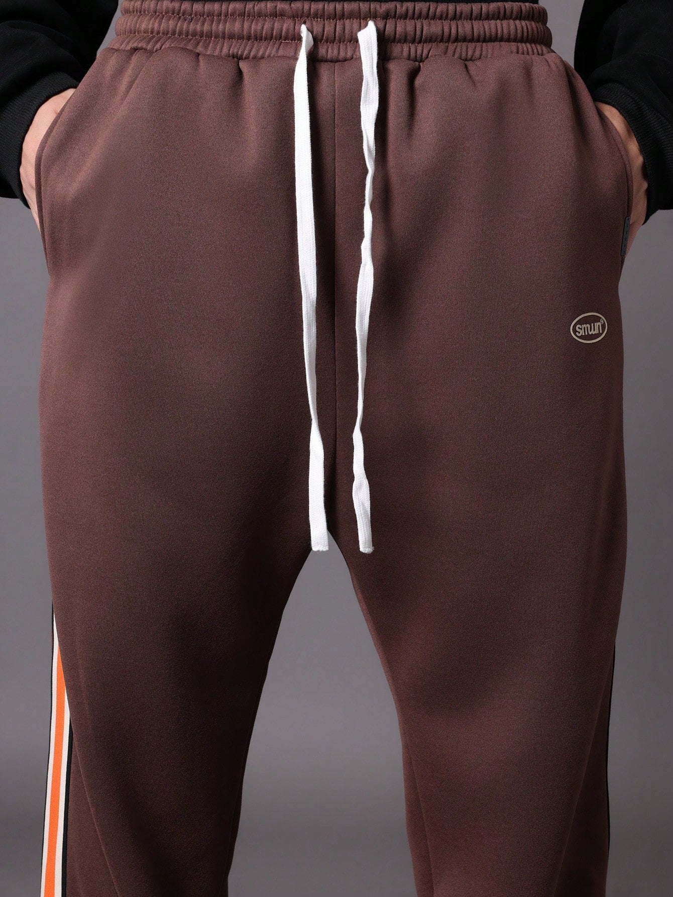 Drop Crotch Sweatpants With Side Tape & Small Graphic Print