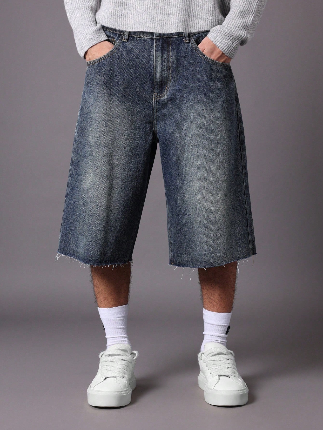 Faded Denim Jort