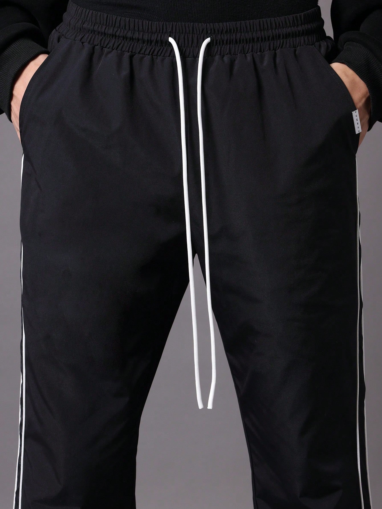 Flare Fit Nylon Pant With Drawstrings & Piping