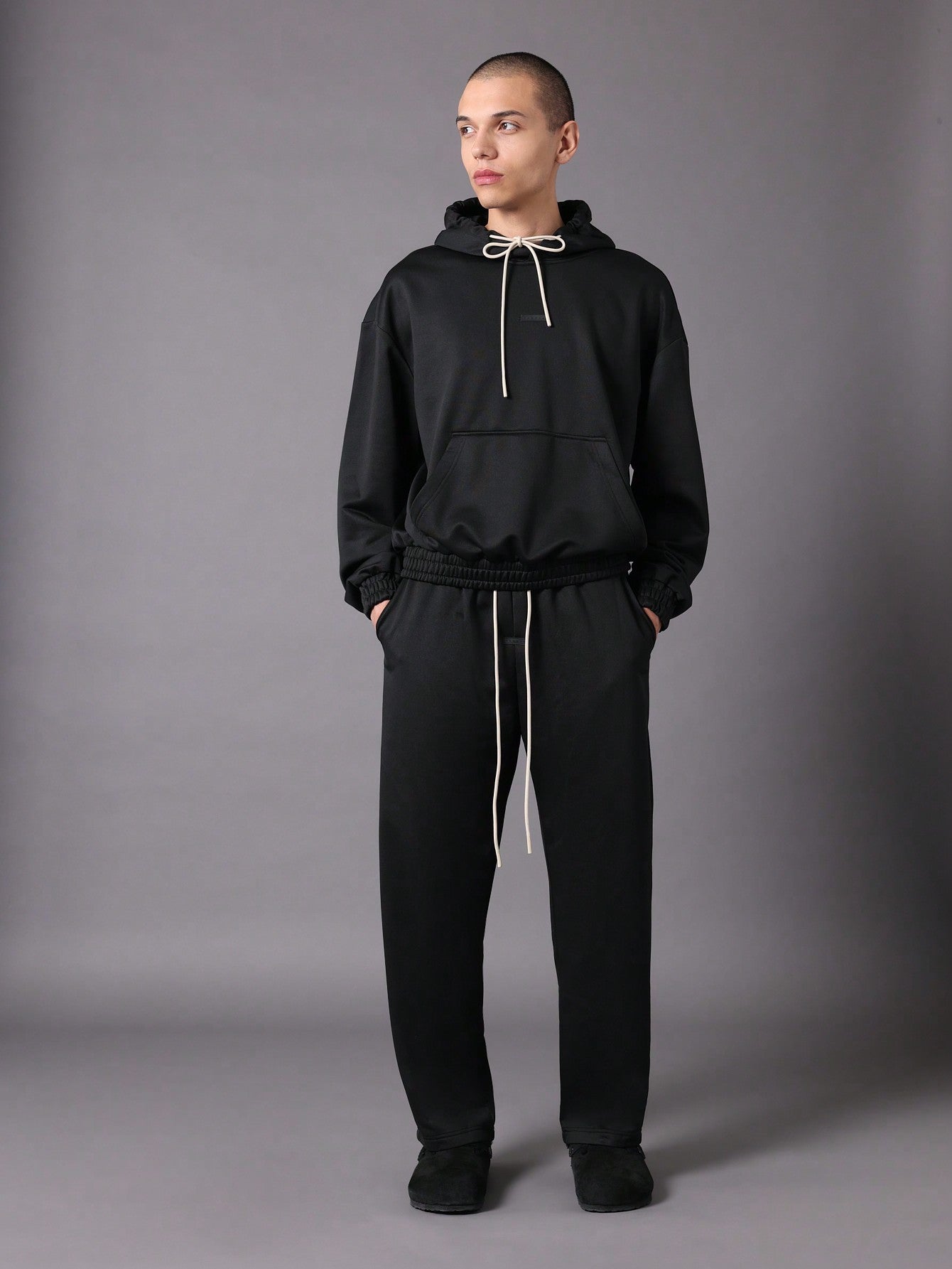 Crop Fit Overhead Hoodie And Barrel Fit Sweatpants With Drawstrings 2 Piece Set