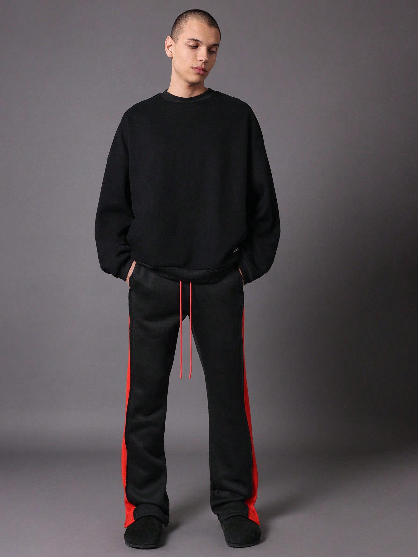 Flare Fit Colour Block Panel Sweatpants With Drawstrings