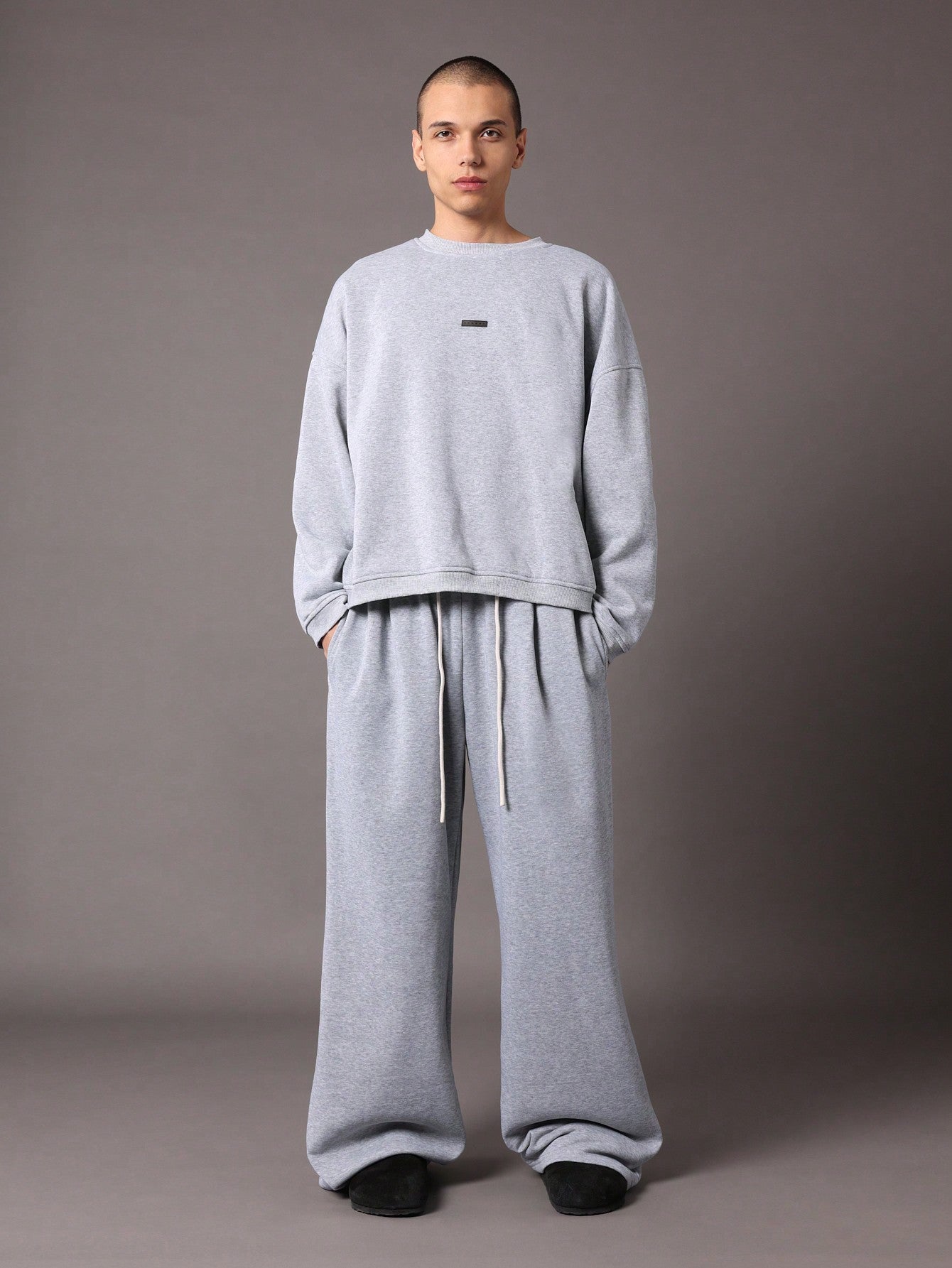 Wide Leg Jogger With Pleat & Drawstrings