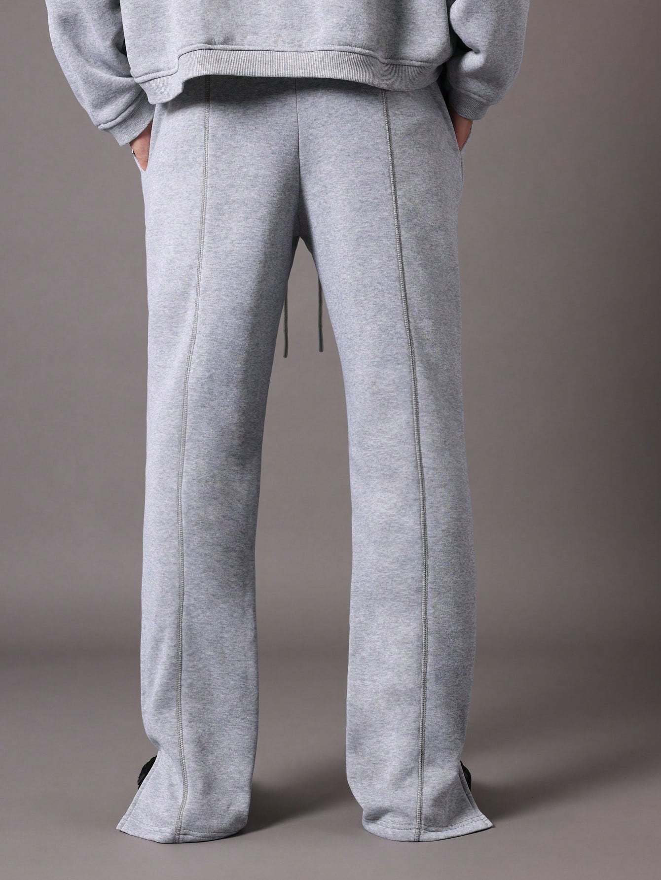 Flare Fit Sweatpants With Slit & Graphic Print