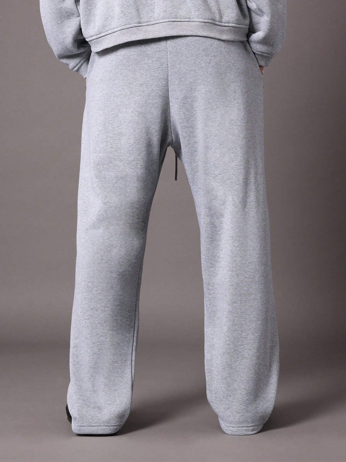 Drop Crotch Sweatpants With Drawstrings & Applique Embroidery Pattern