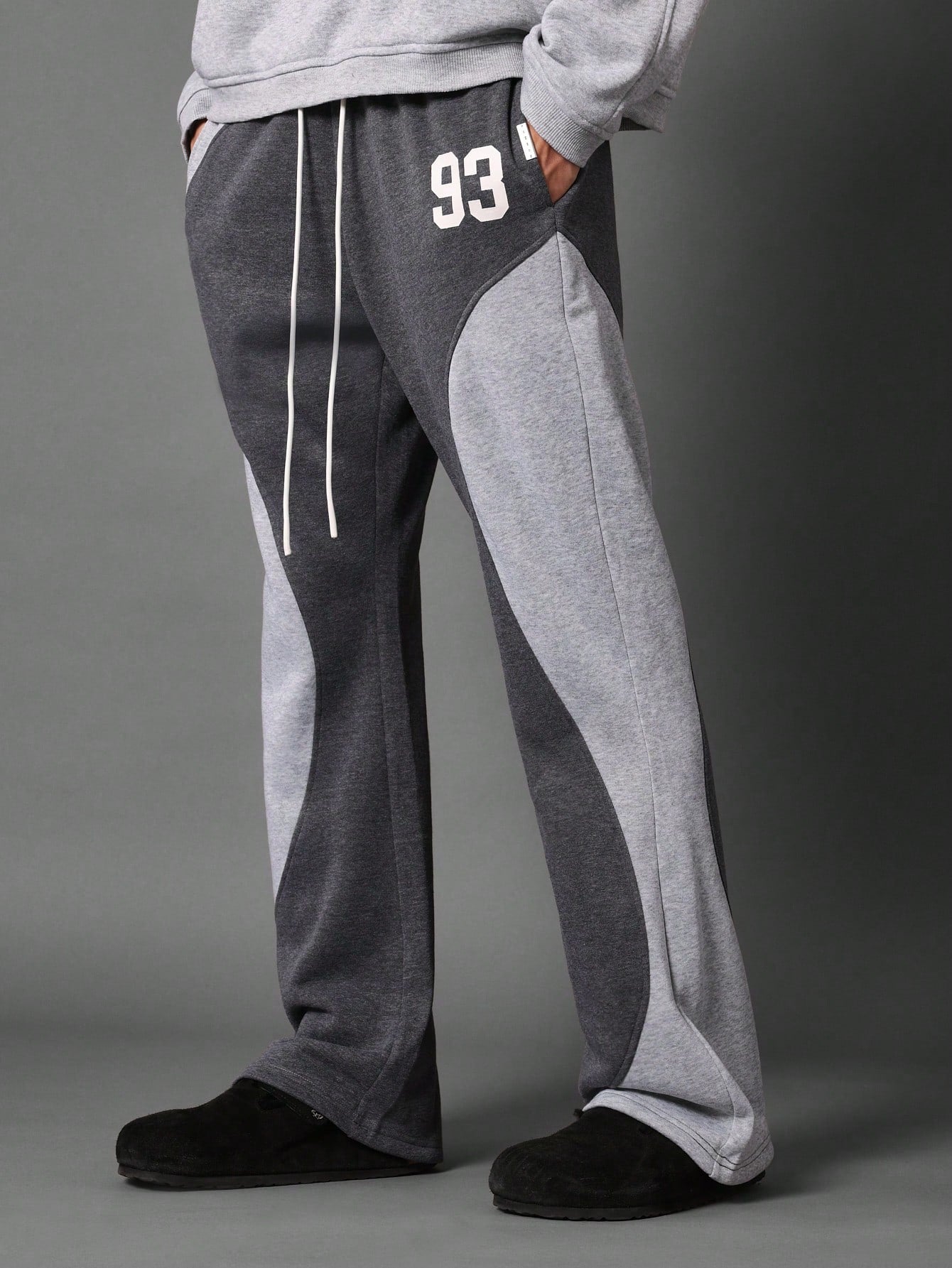 Flare Fit Colour Block Curve Panel Sweatpants With Small Graphic Print