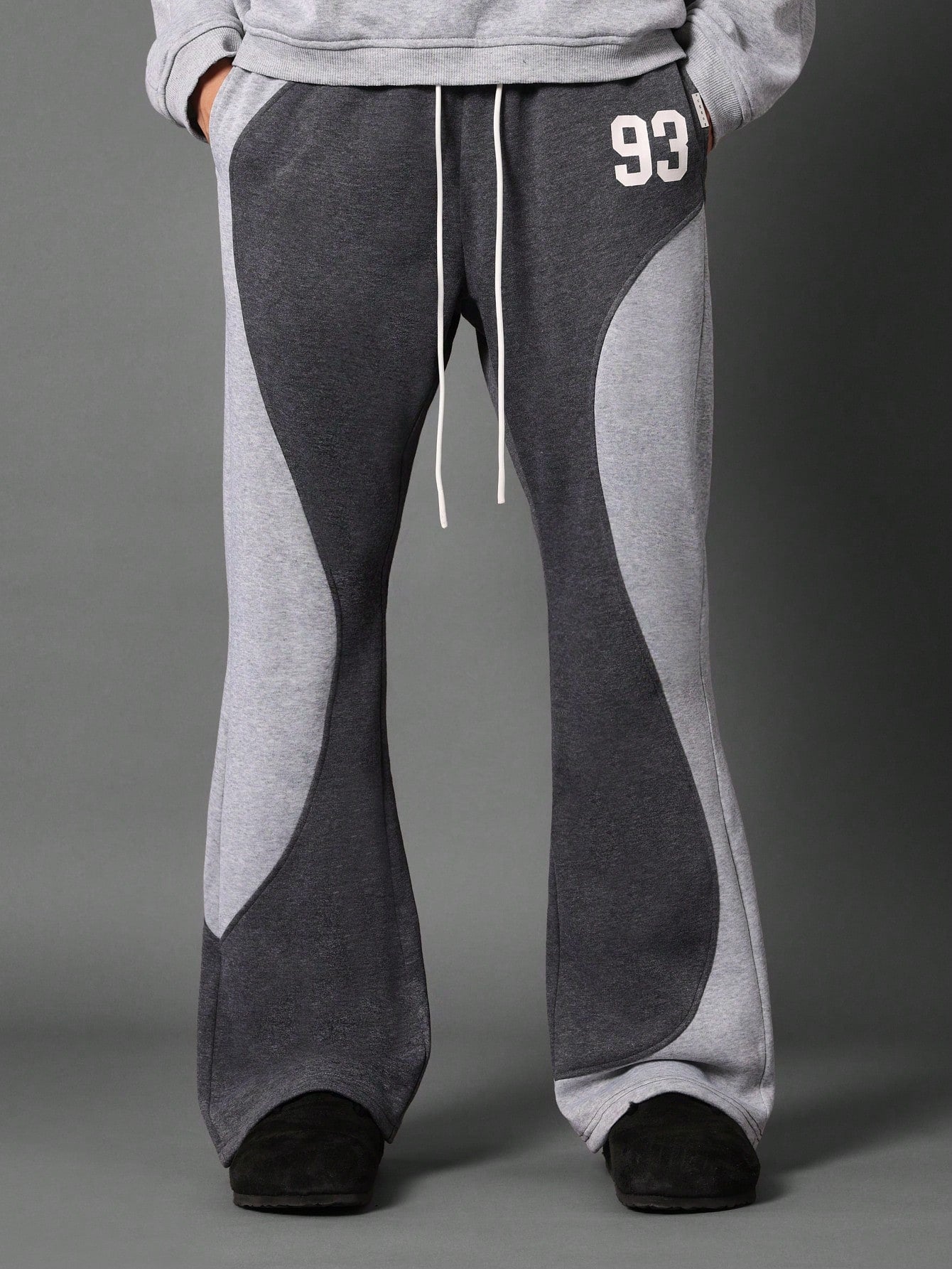 Flare Fit Colour Block Curve Panel Sweatpants With Small Graphic Print