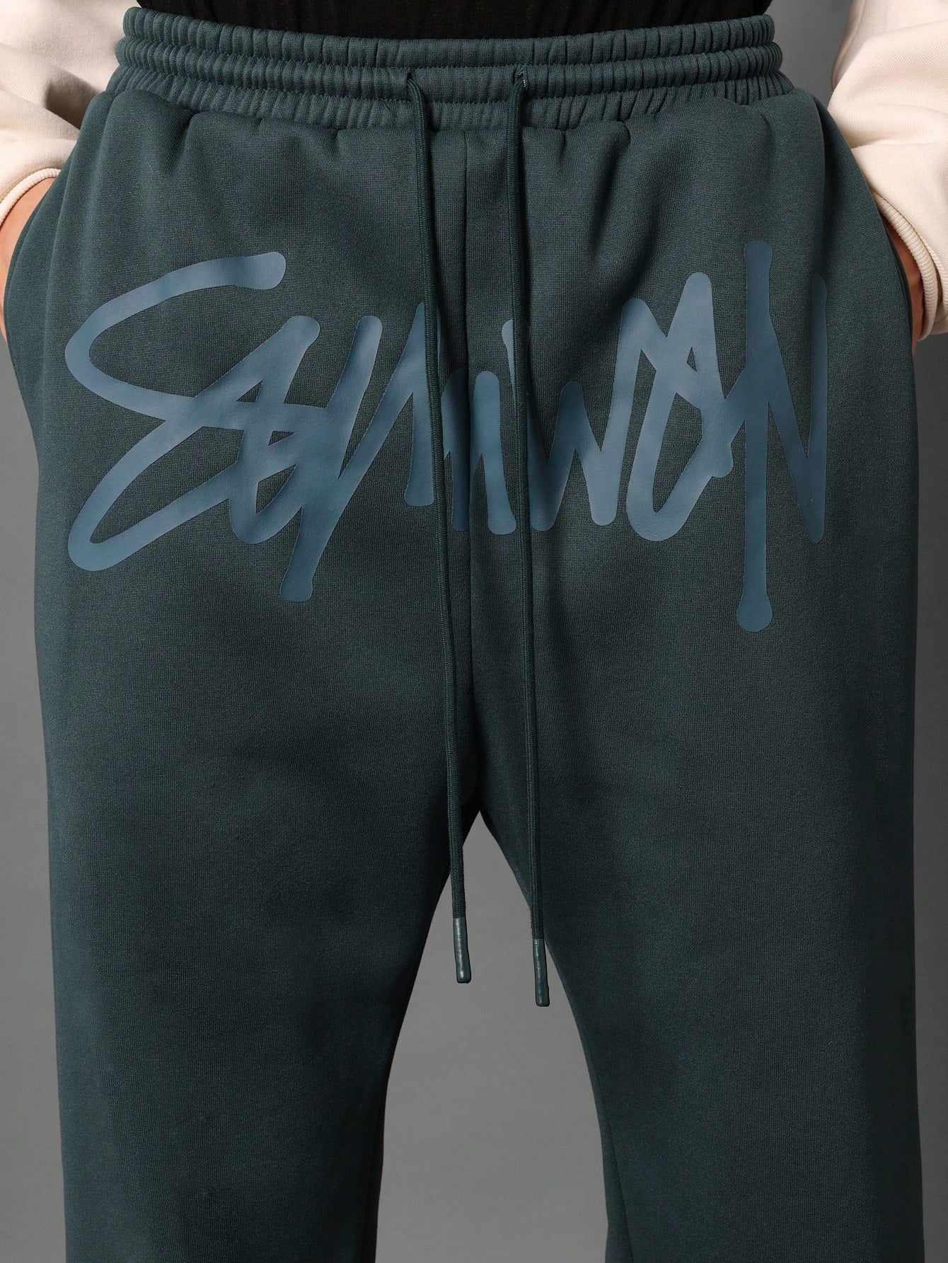 Straight Fit Drop Crotch Sweatpants With Graffiti Graphic Print