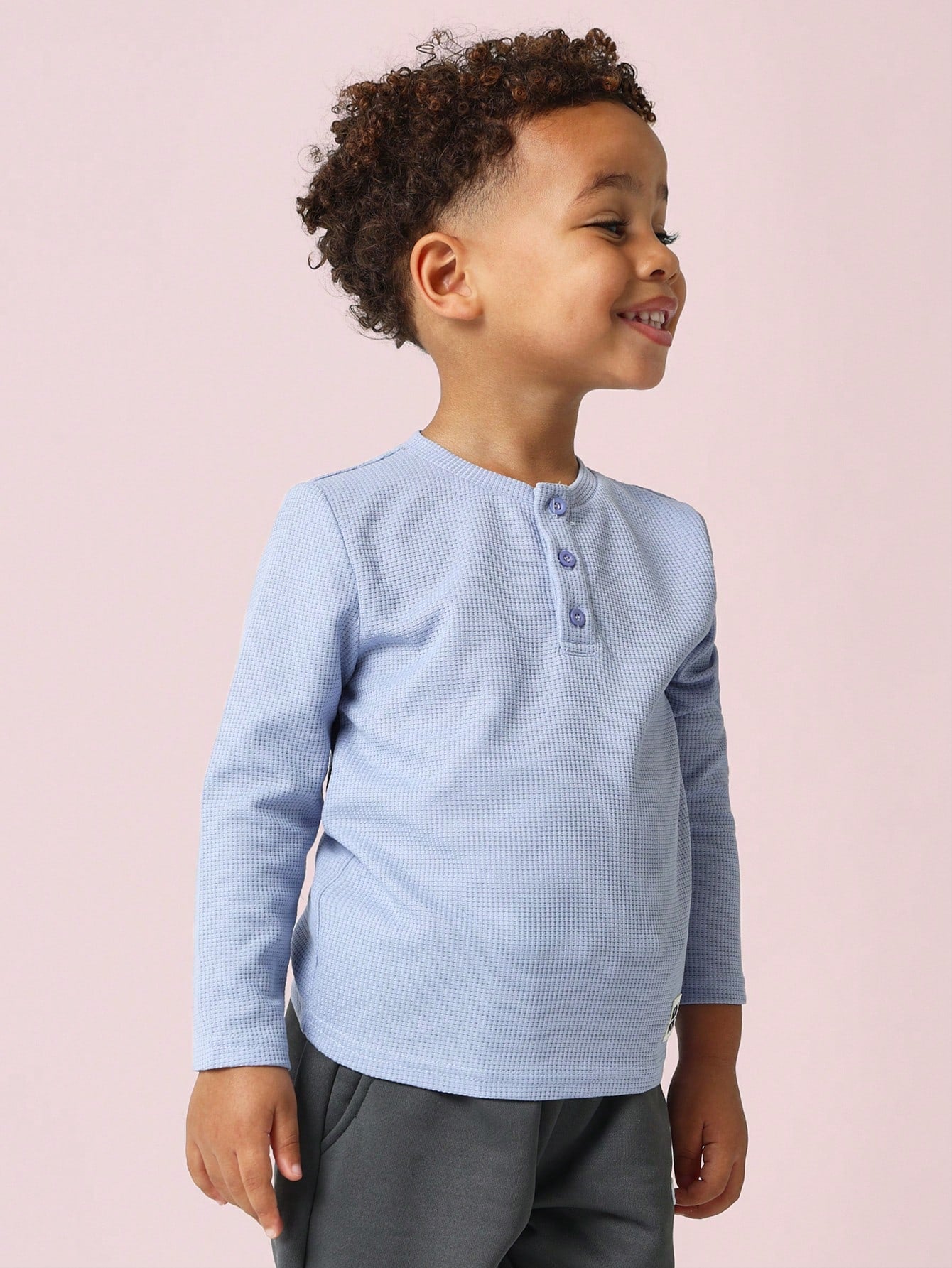 Young Boys Comfy Long Sleeve Henley Tee