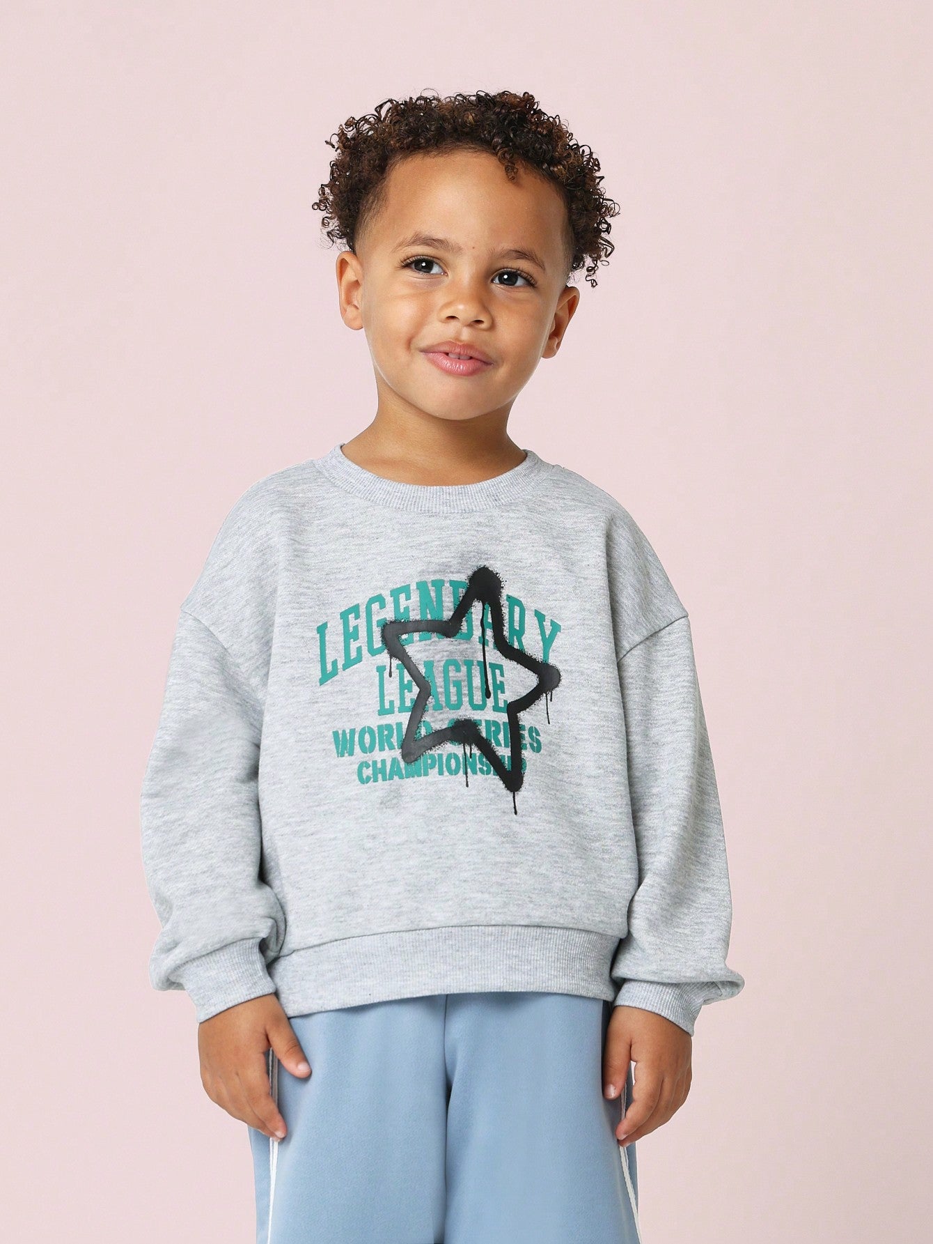 Young Boys Comfy Graphic Print Sweatshirt And Jogger 2 Piece Set