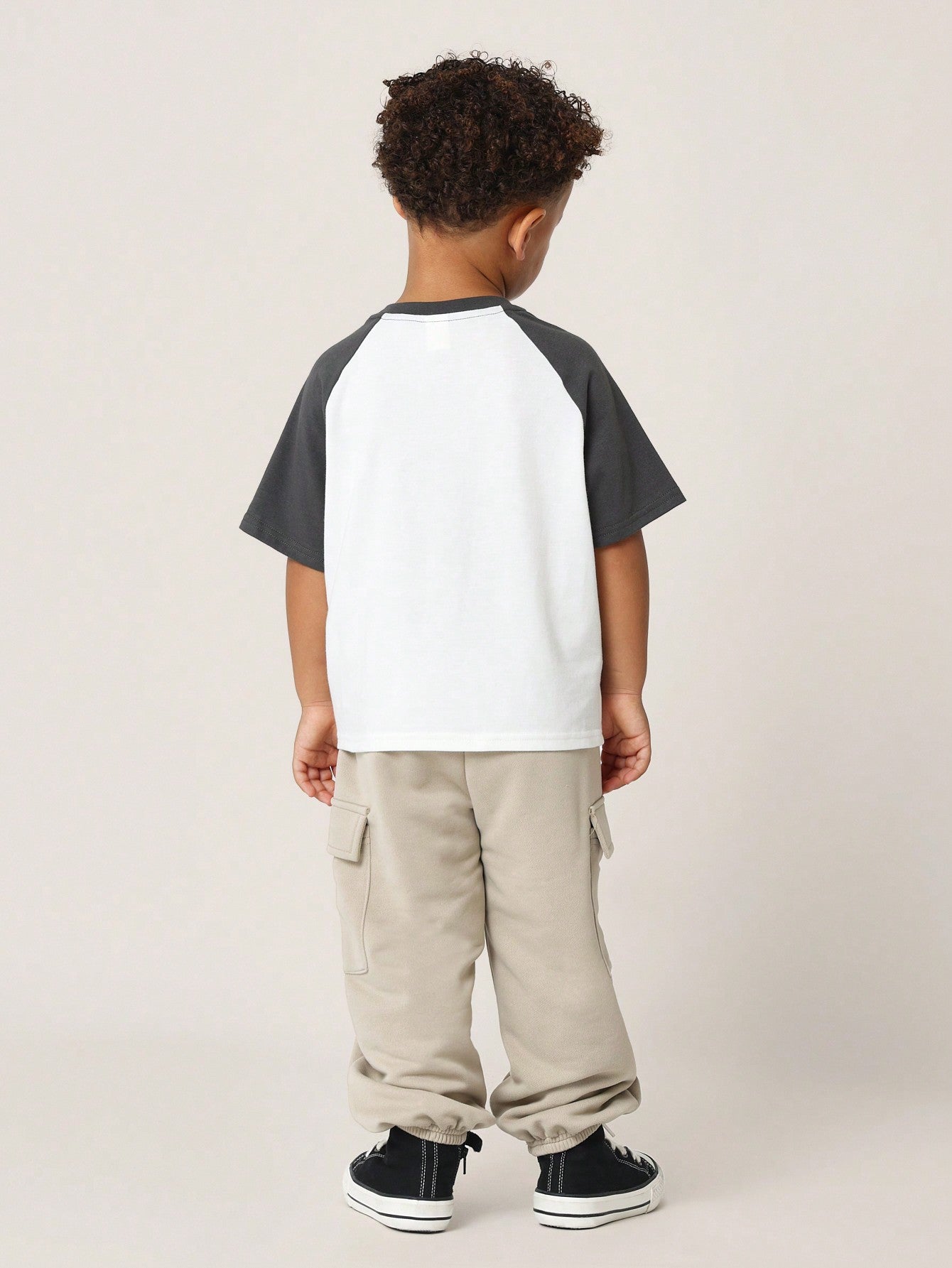 Young Boys Comfy Raglan Colour Block Skull Badge Tee